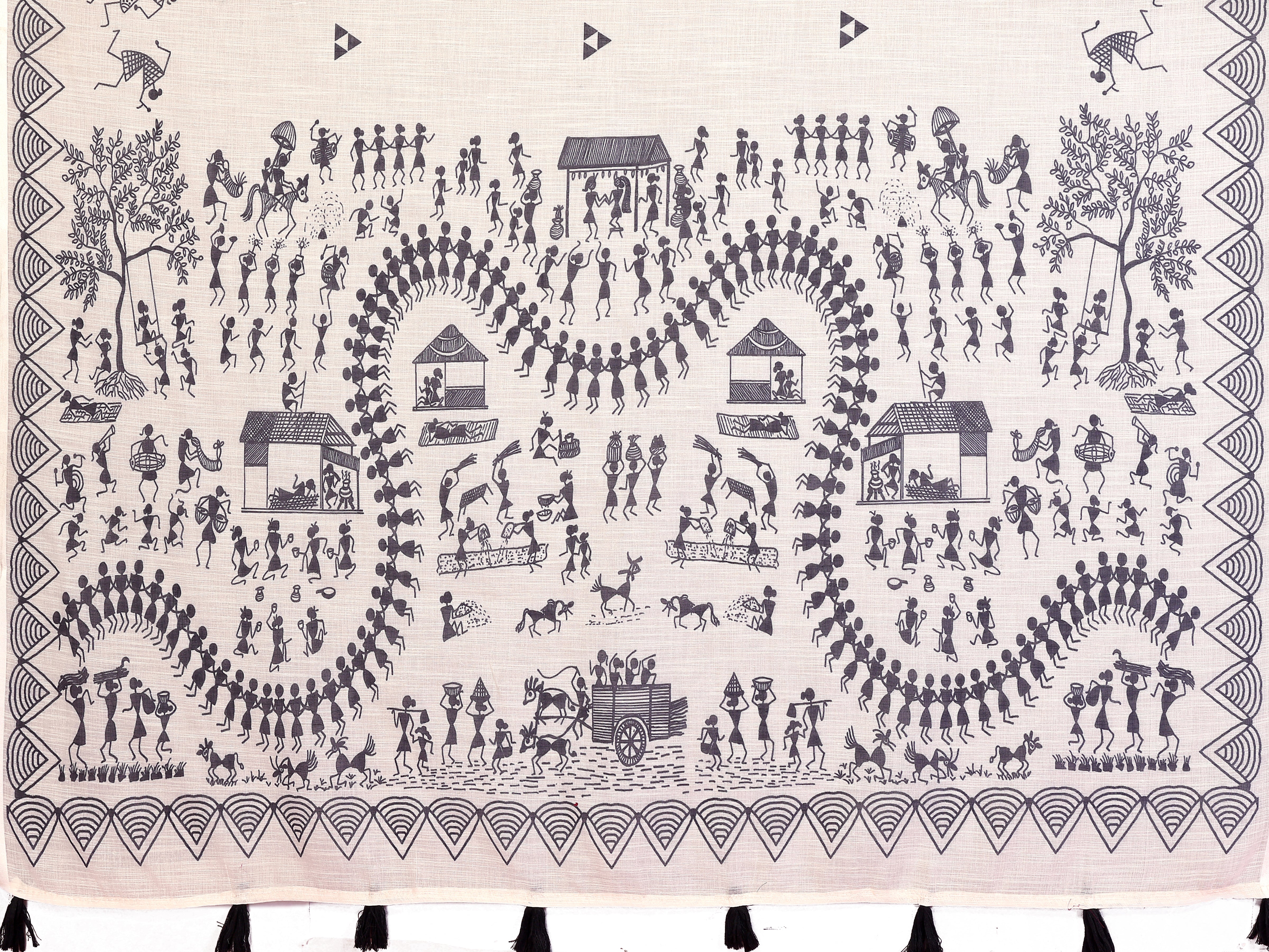 Women Premium Soft Linen Warli Printed Saree