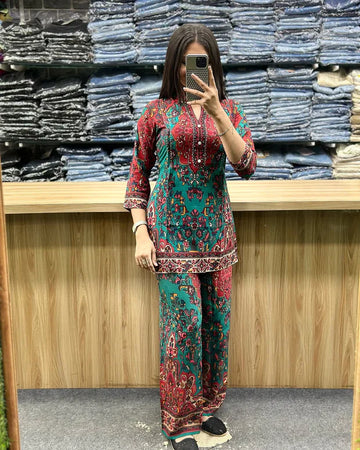 Printed Asymmetric Rayon Co-Ord Set