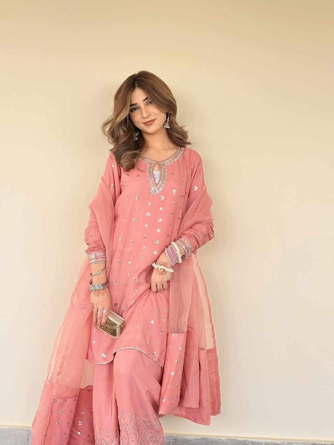 Royal Chinon Silk Farshi Salwar Suit Set with Embroidery & Zari Work