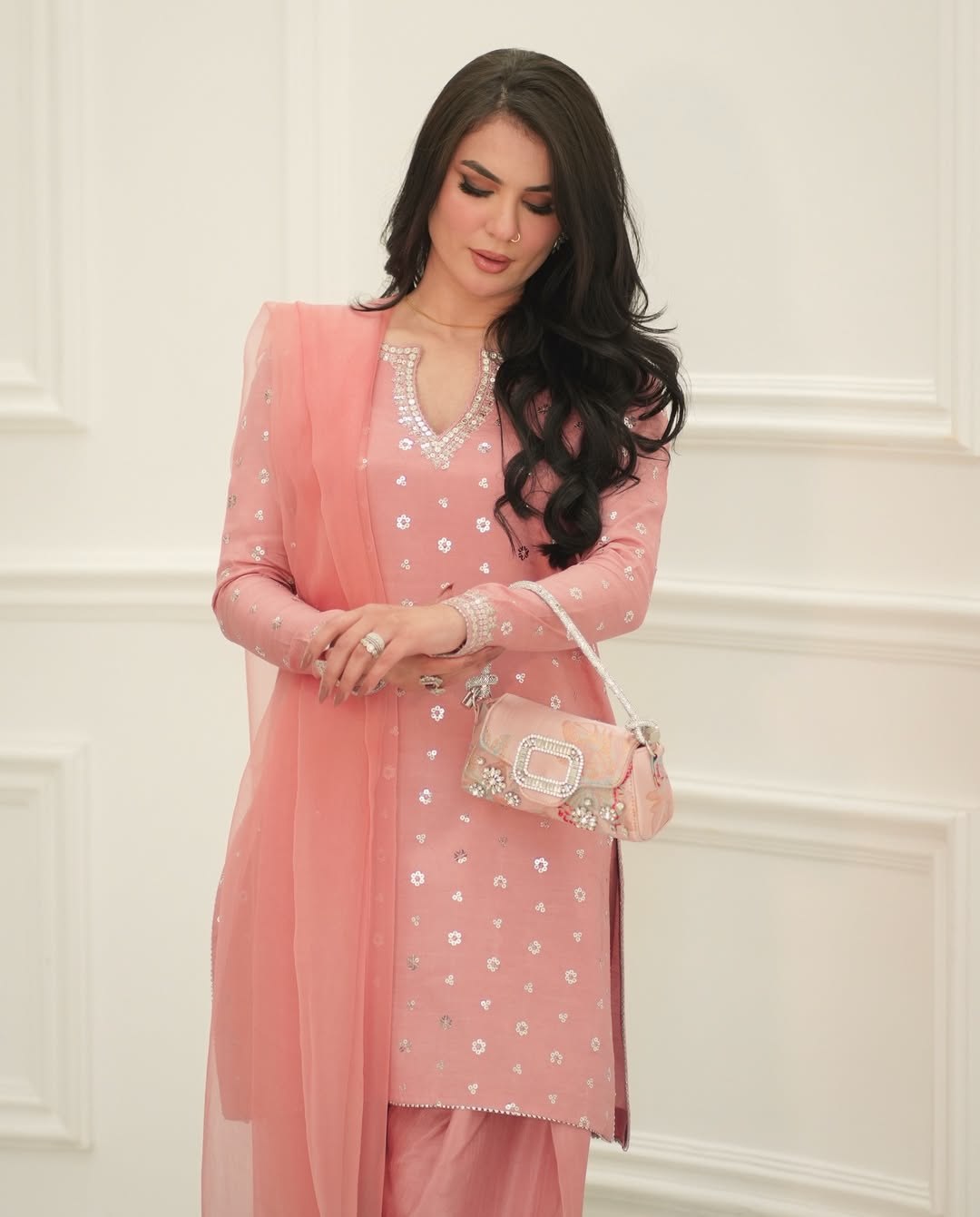 Royal Chinon Silk Farshi Salwar Suit Set with Embroidery & Zari Work