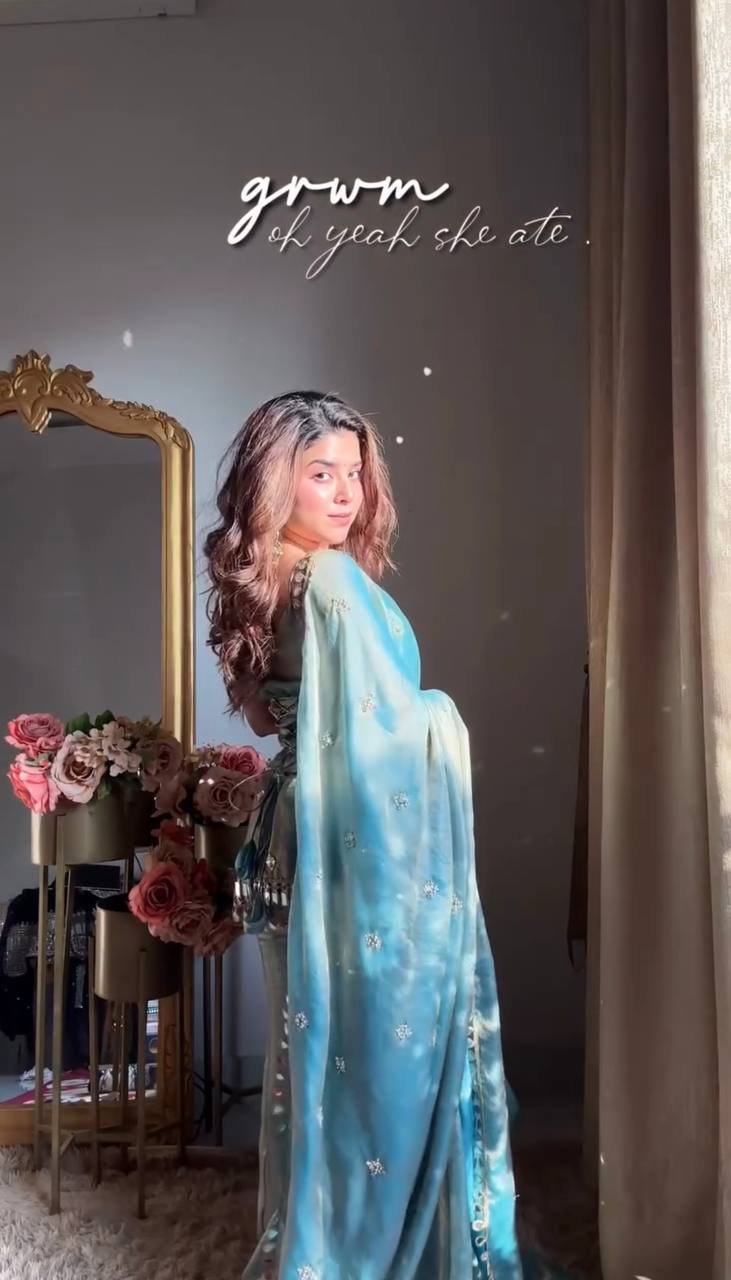 Elegant Fendy Silk Sharara Set with Real Mirror Work for Women