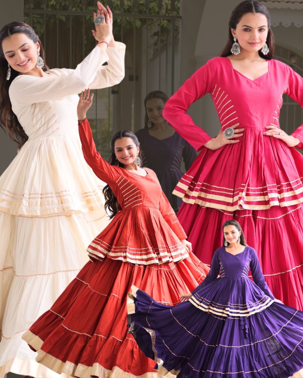 Women Designer Ivory Flared Lehenga Set with Elegant Peplum Top