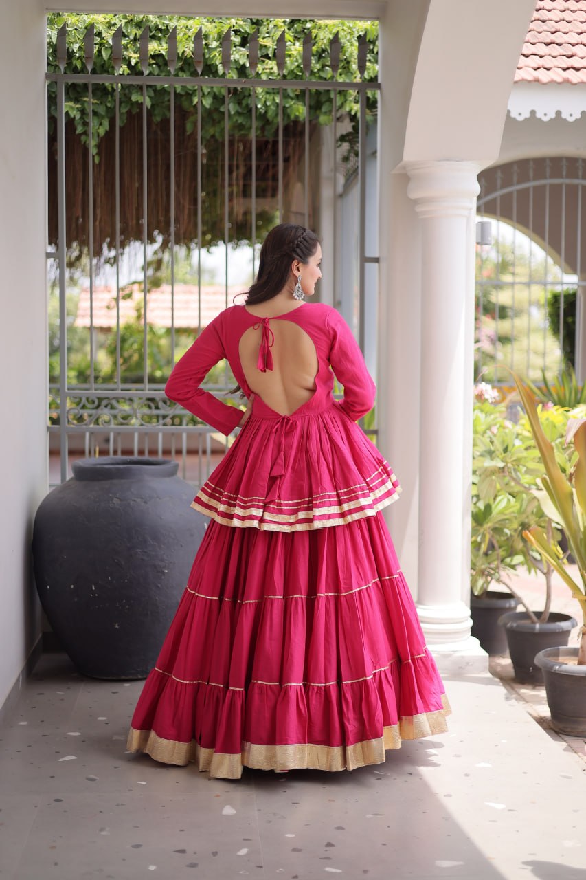 Women Designer Ivory Flared Lehenga Set with Elegant Peplum Top