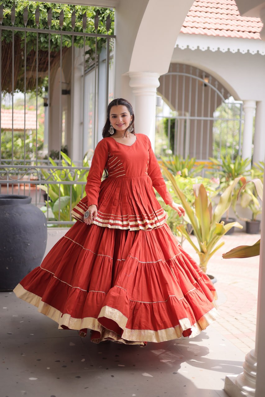 Women Designer Ivory Flared Lehenga Set with Elegant Peplum Top