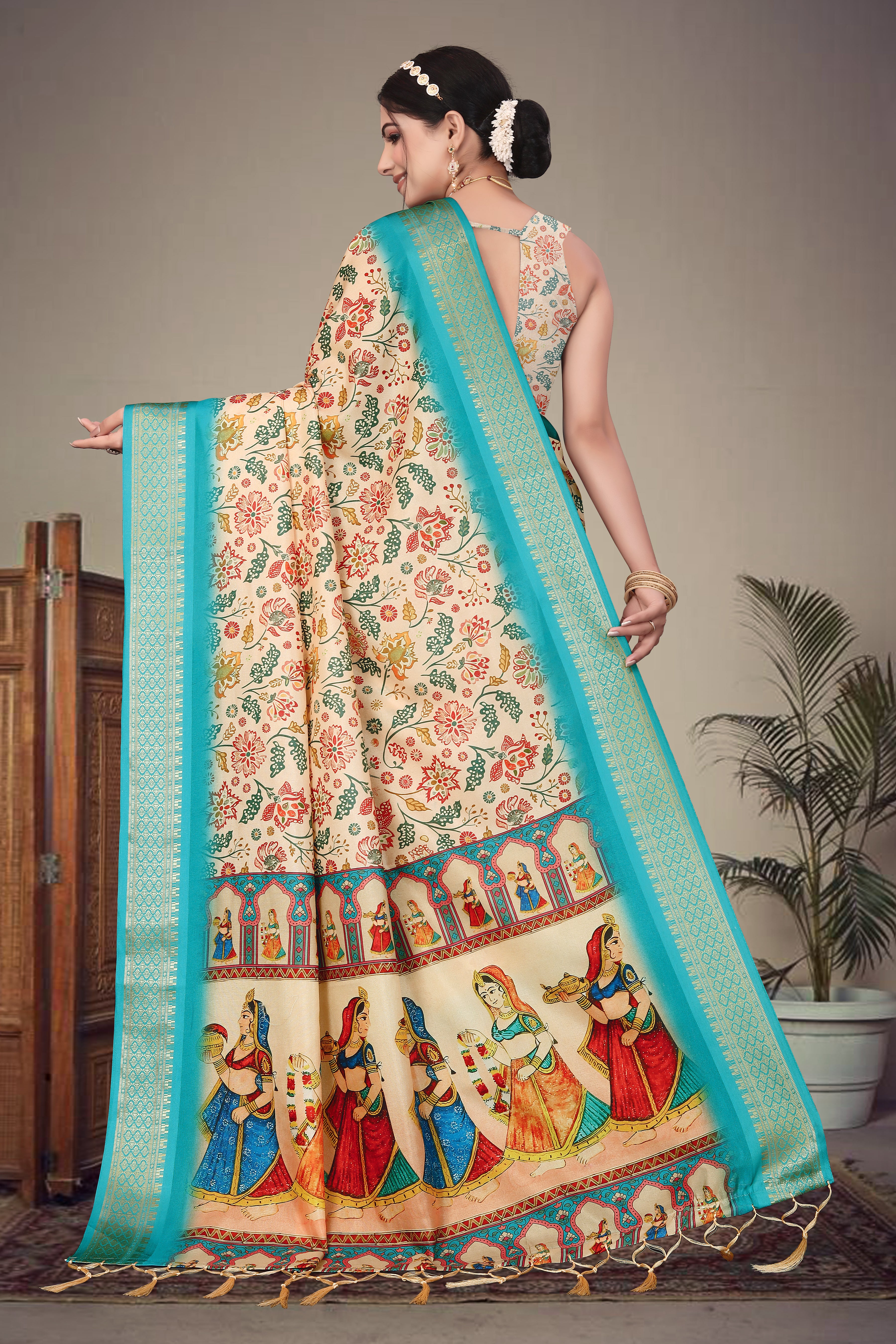 Women Rich Cotton Silk Saree with Jacquard Border