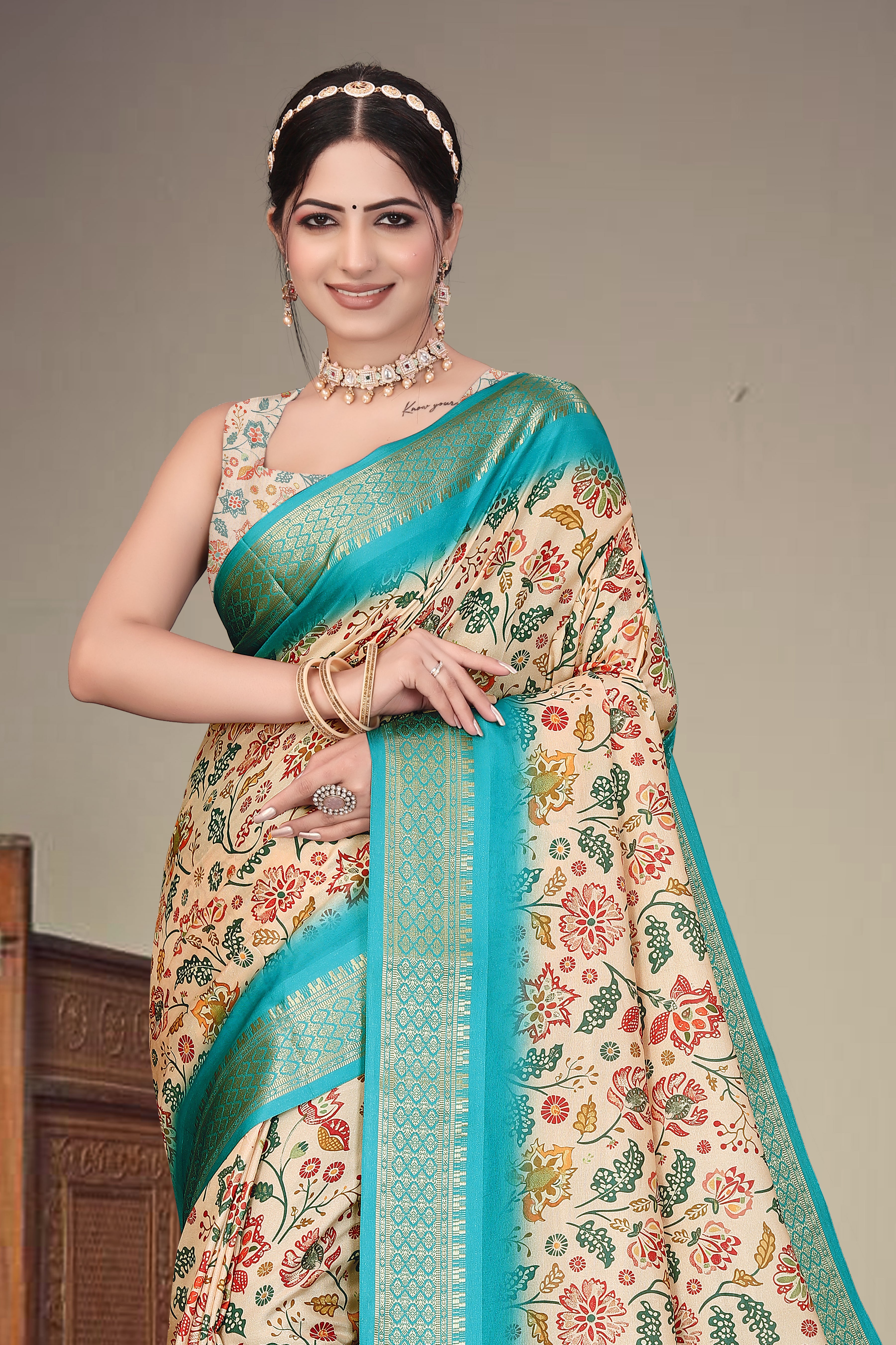 Women Rich Cotton Silk Saree with Jacquard Border