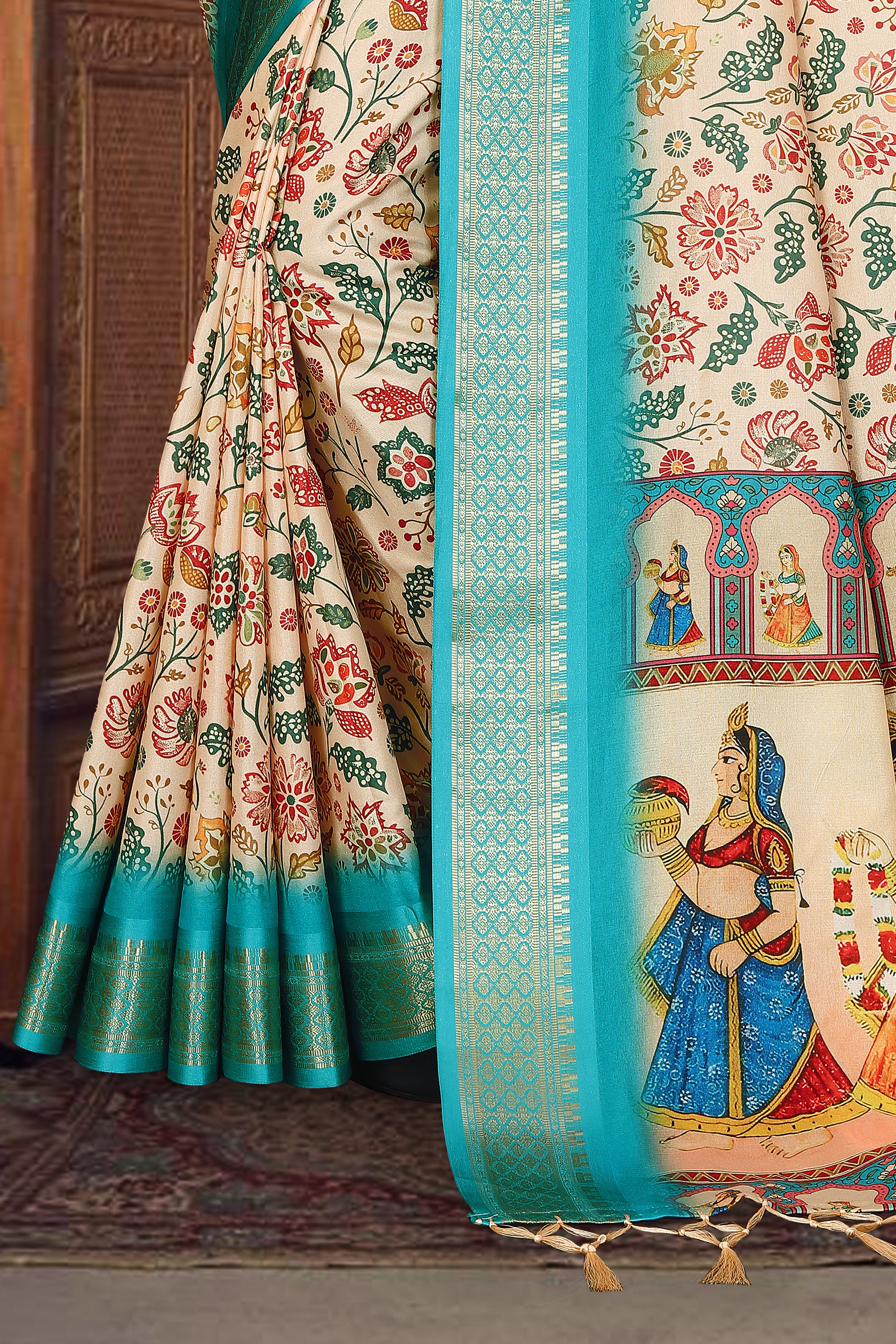 Women Rich Cotton Silk Saree with Jacquard Border