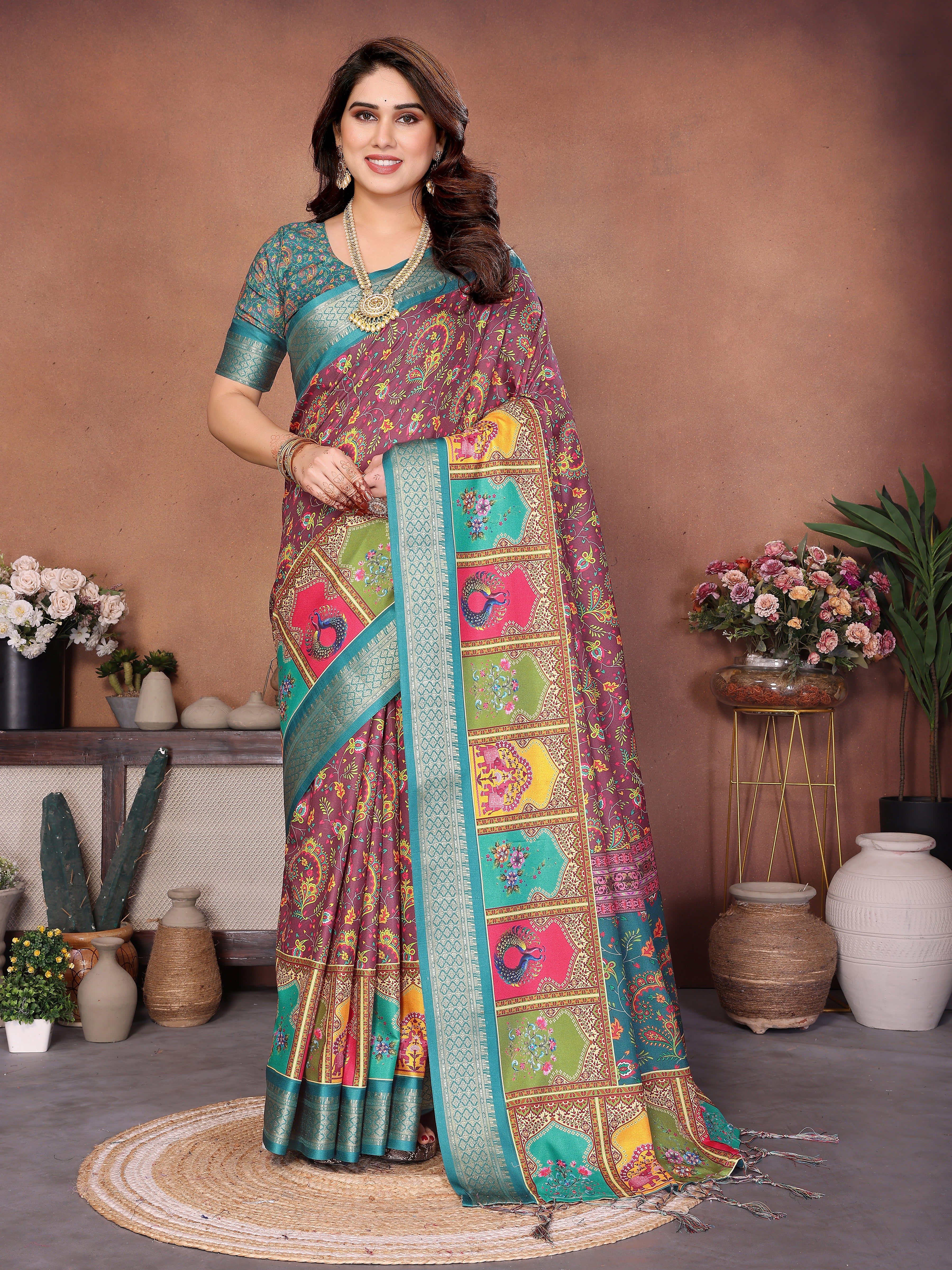 Women Premium Cotton Silk Digital Print Saree