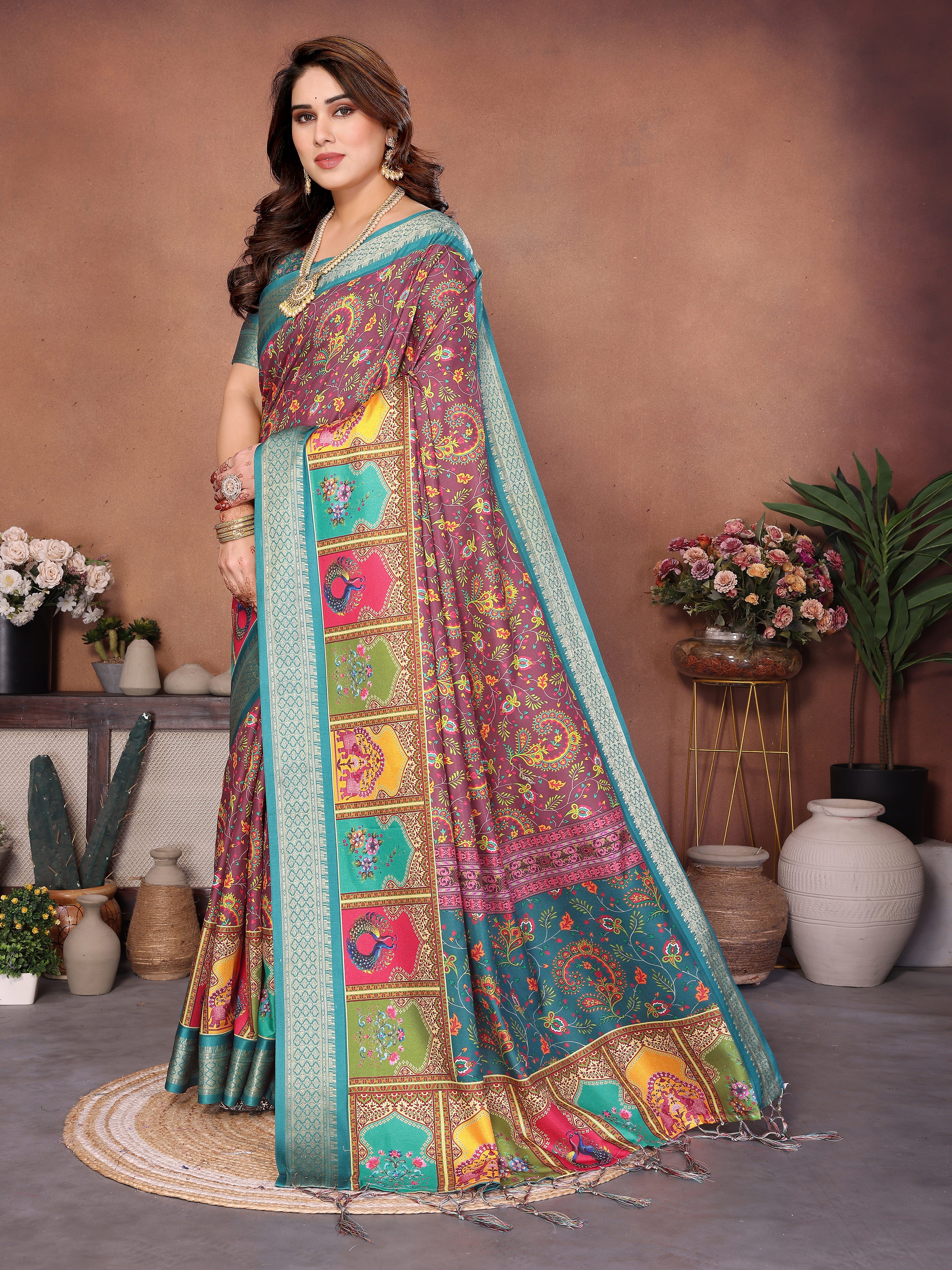 Women Premium Cotton Silk Digital Print Saree