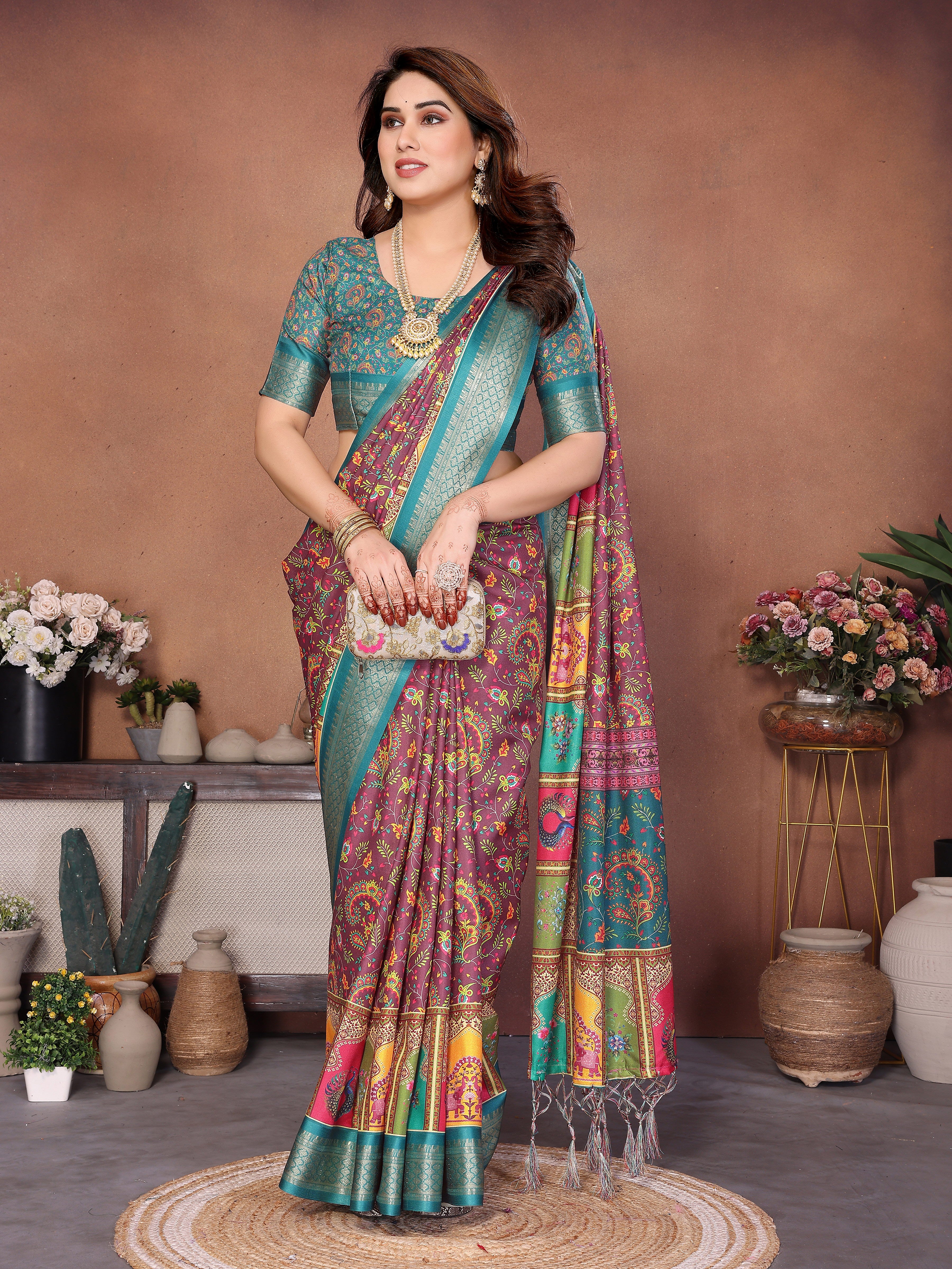 Women Premium Cotton Silk Digital Print Saree