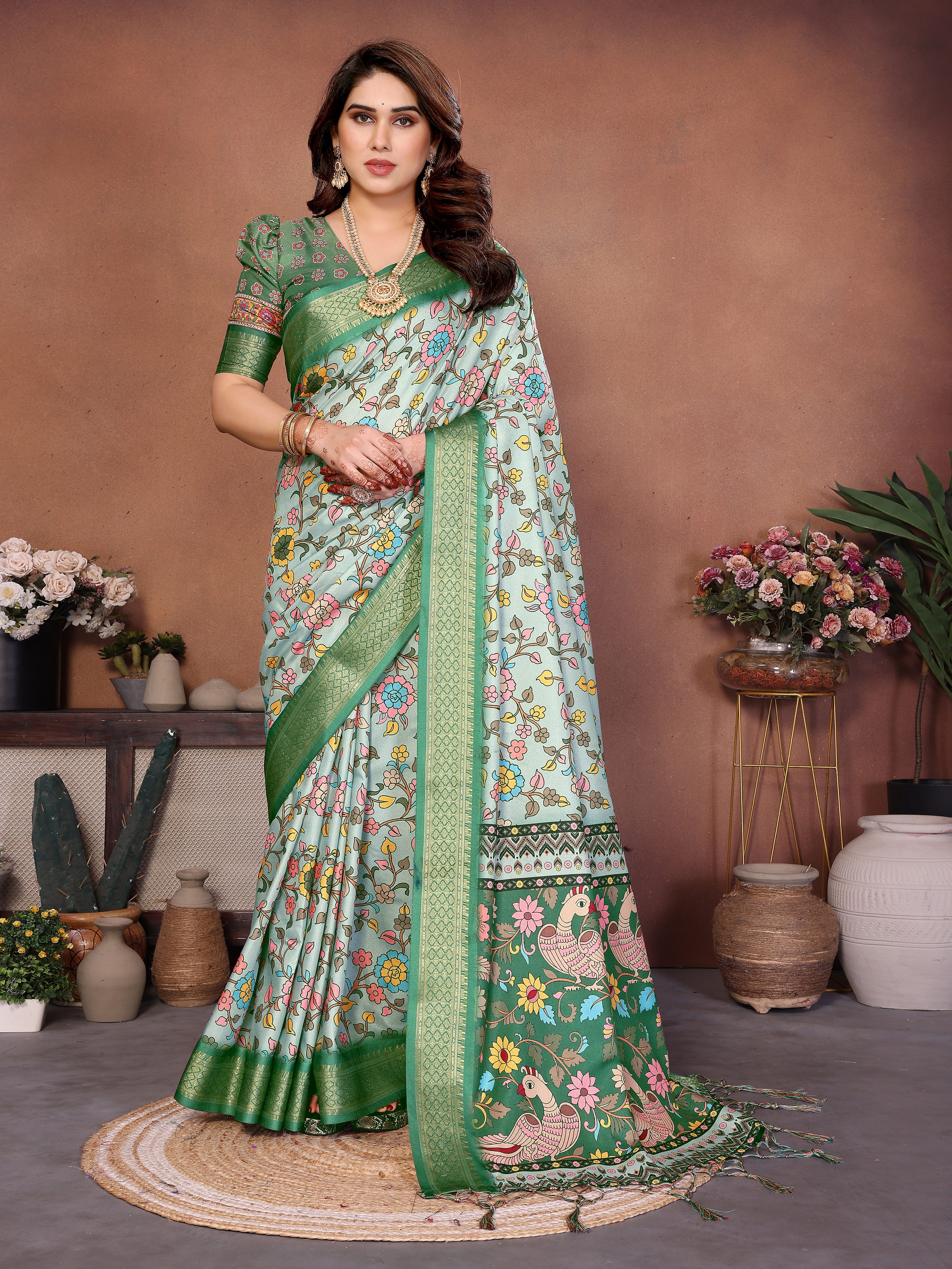 Women Premium Cotton Silk Digital Print Saree