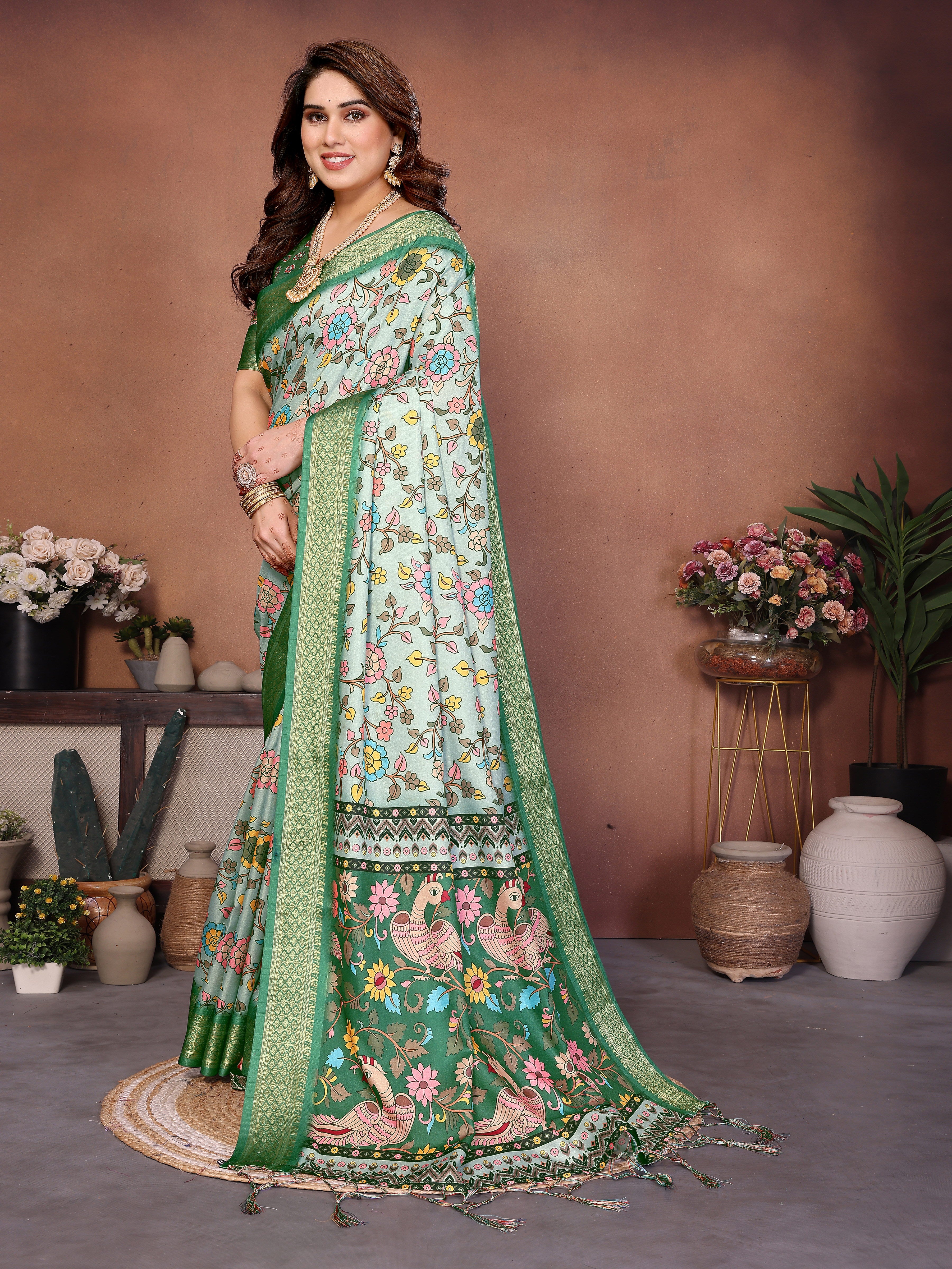 Women Premium Cotton Silk Digital Print Saree