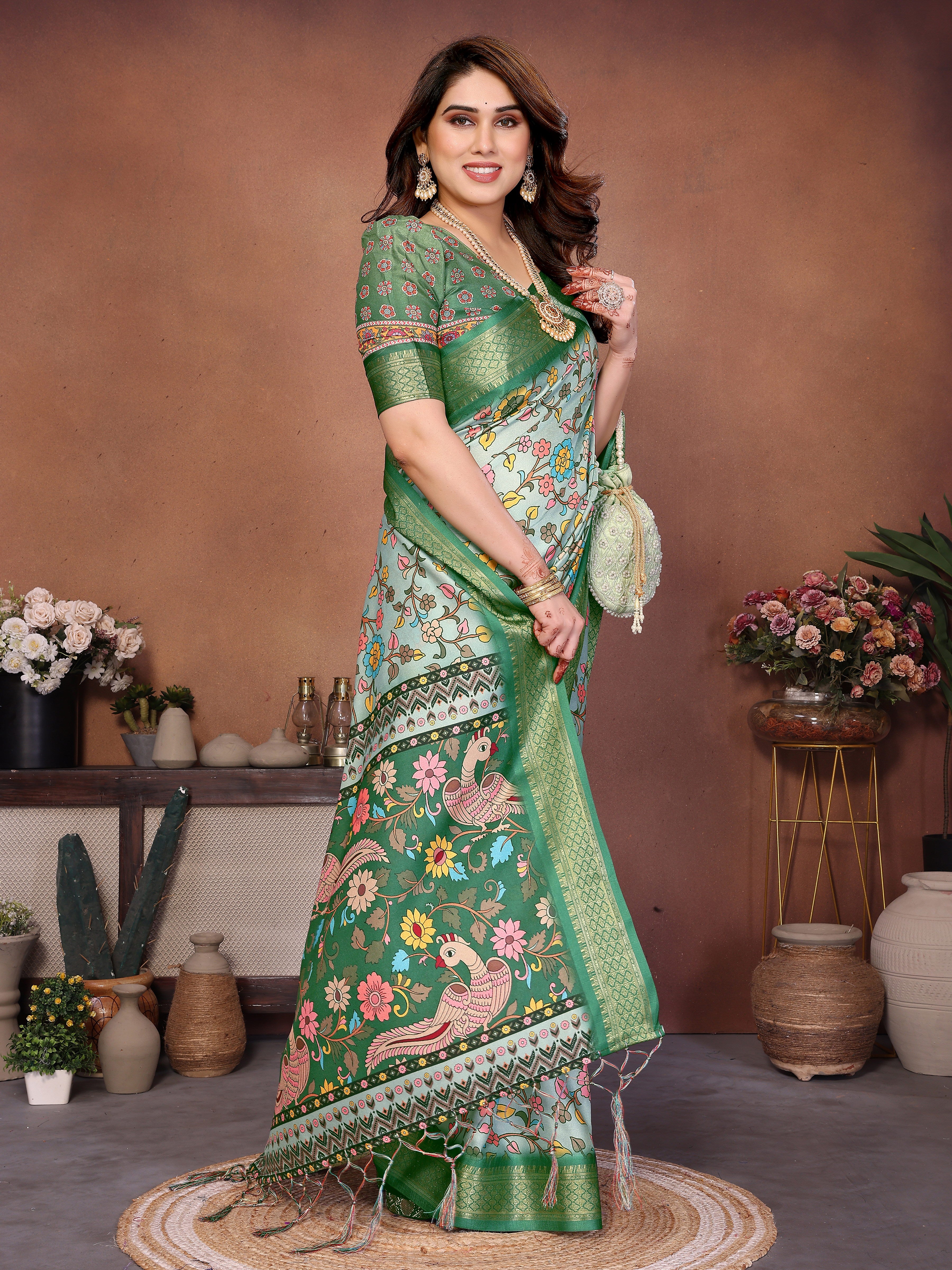 Women Premium Cotton Silk Digital Print Saree