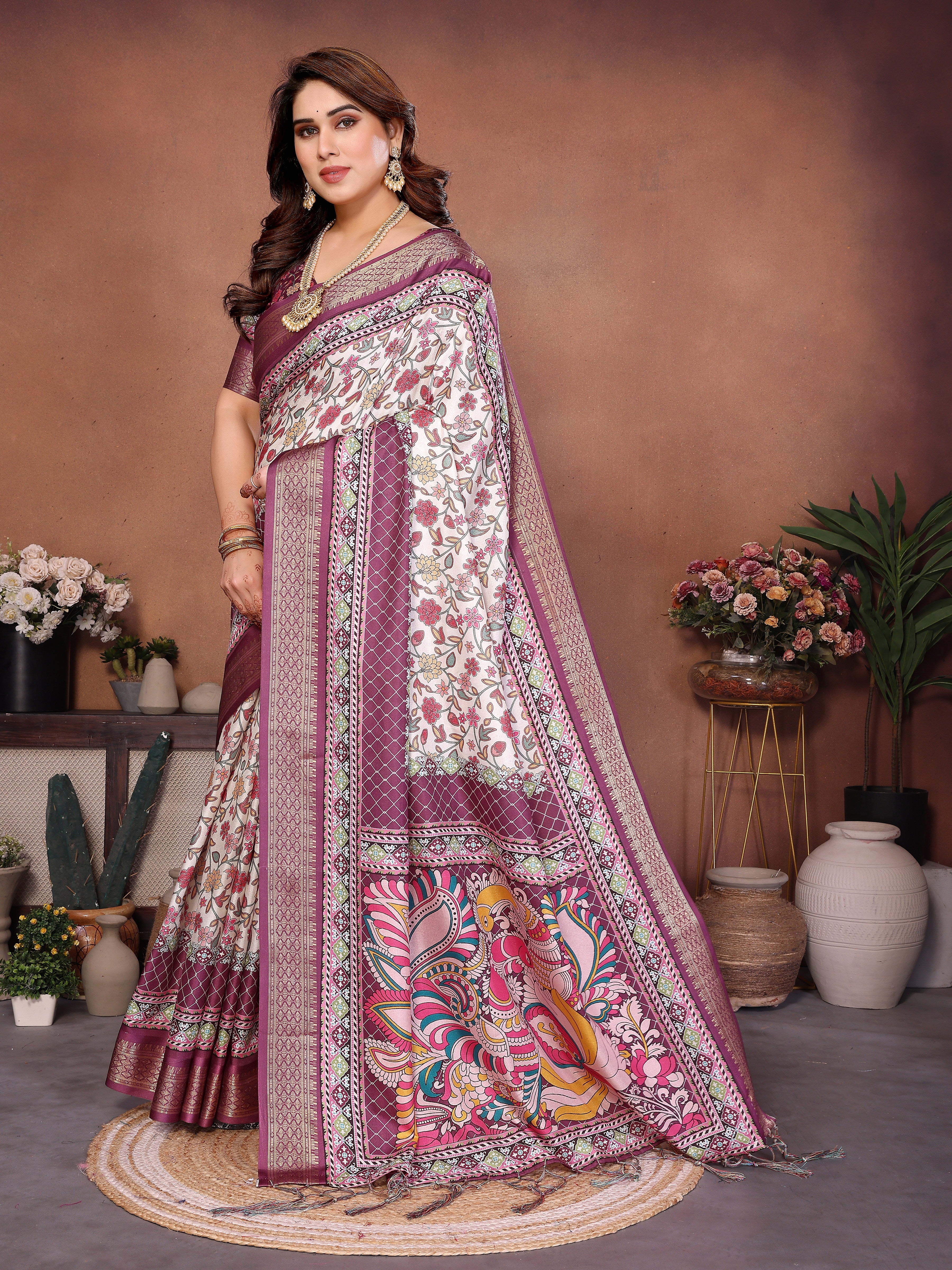 Women Premium Cotton Silk Digital Print Saree