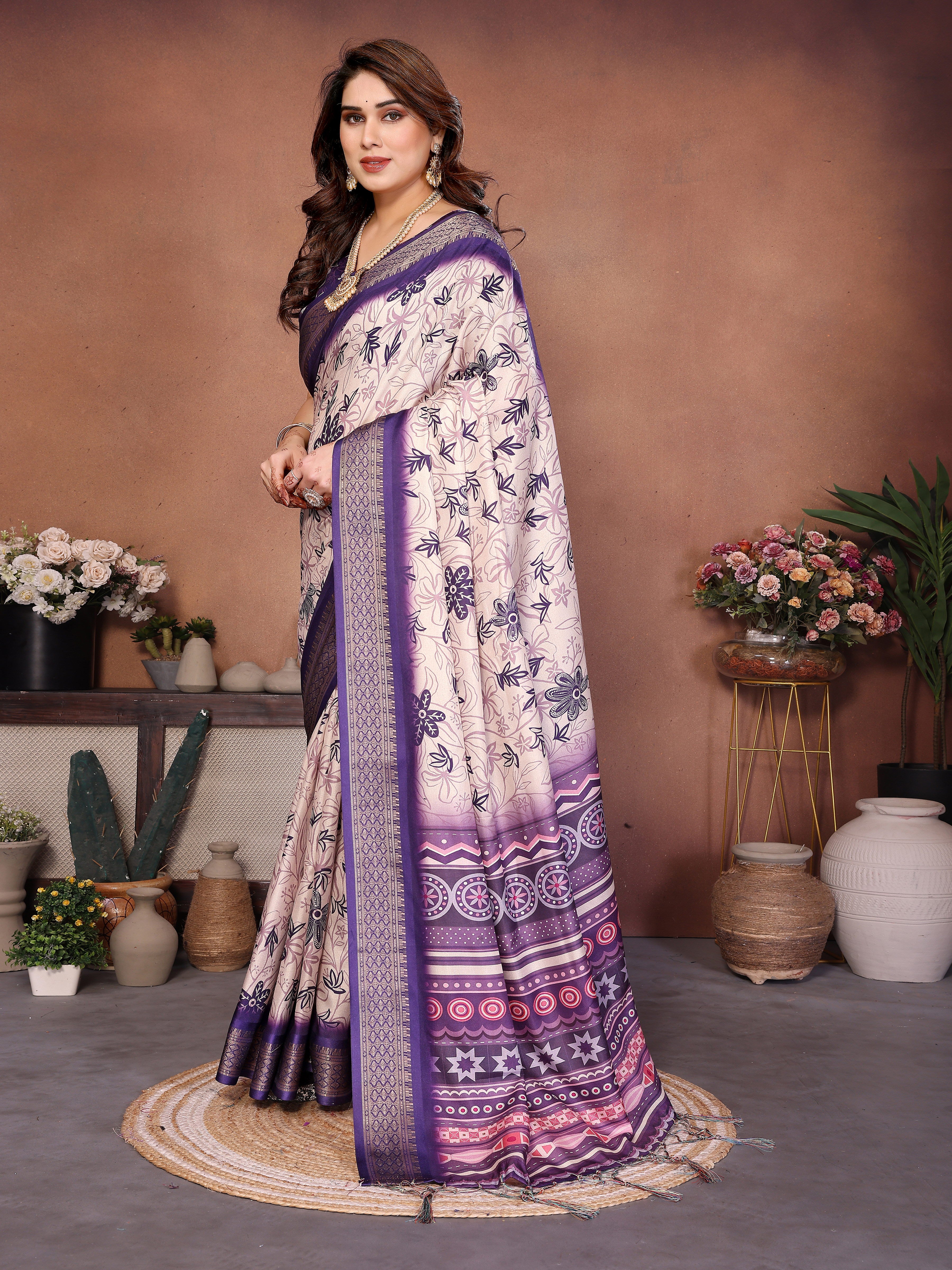 Women Premium Cotton Silk Digital Print Saree