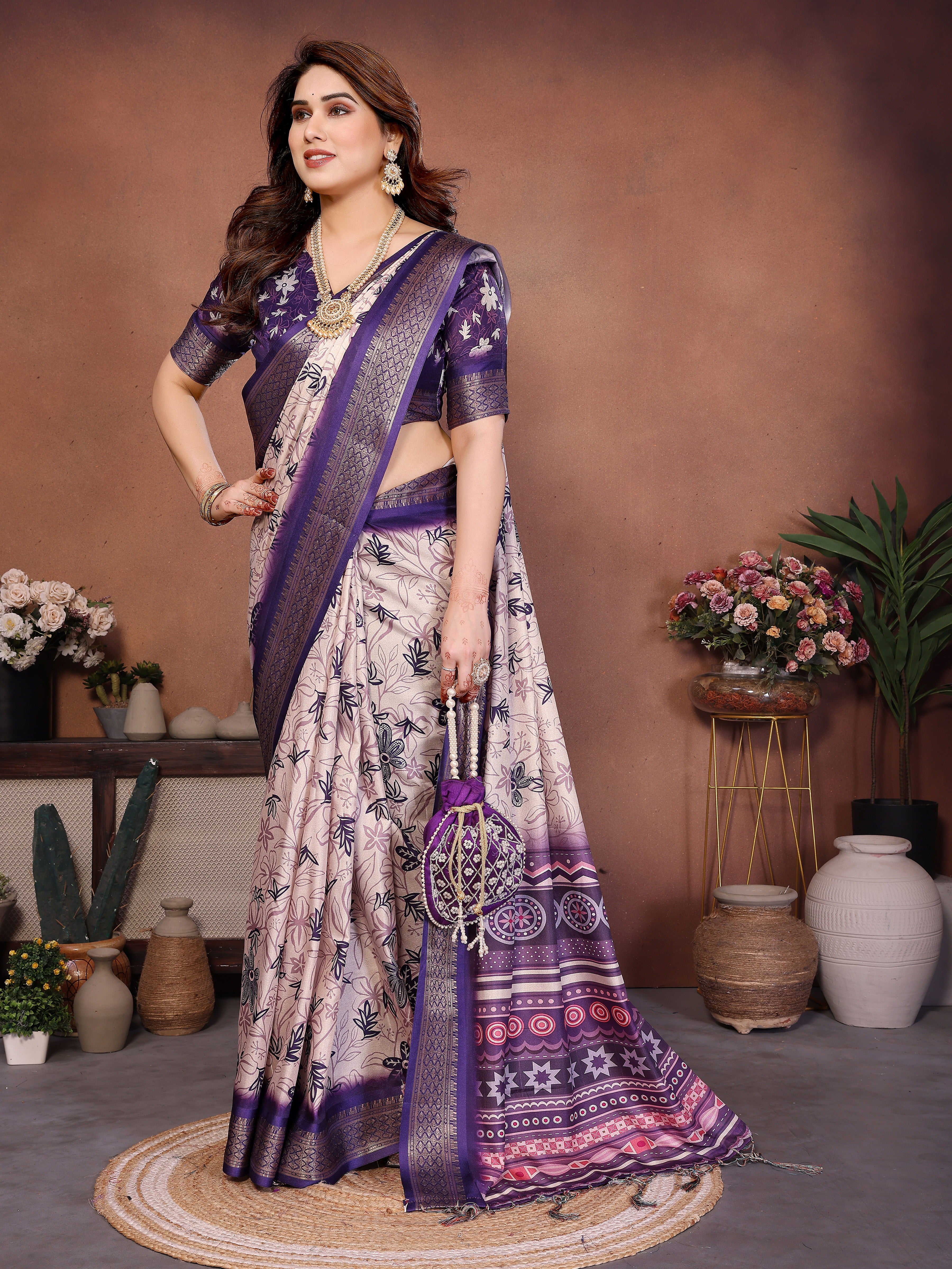 Women Premium Cotton Silk Digital Print Saree