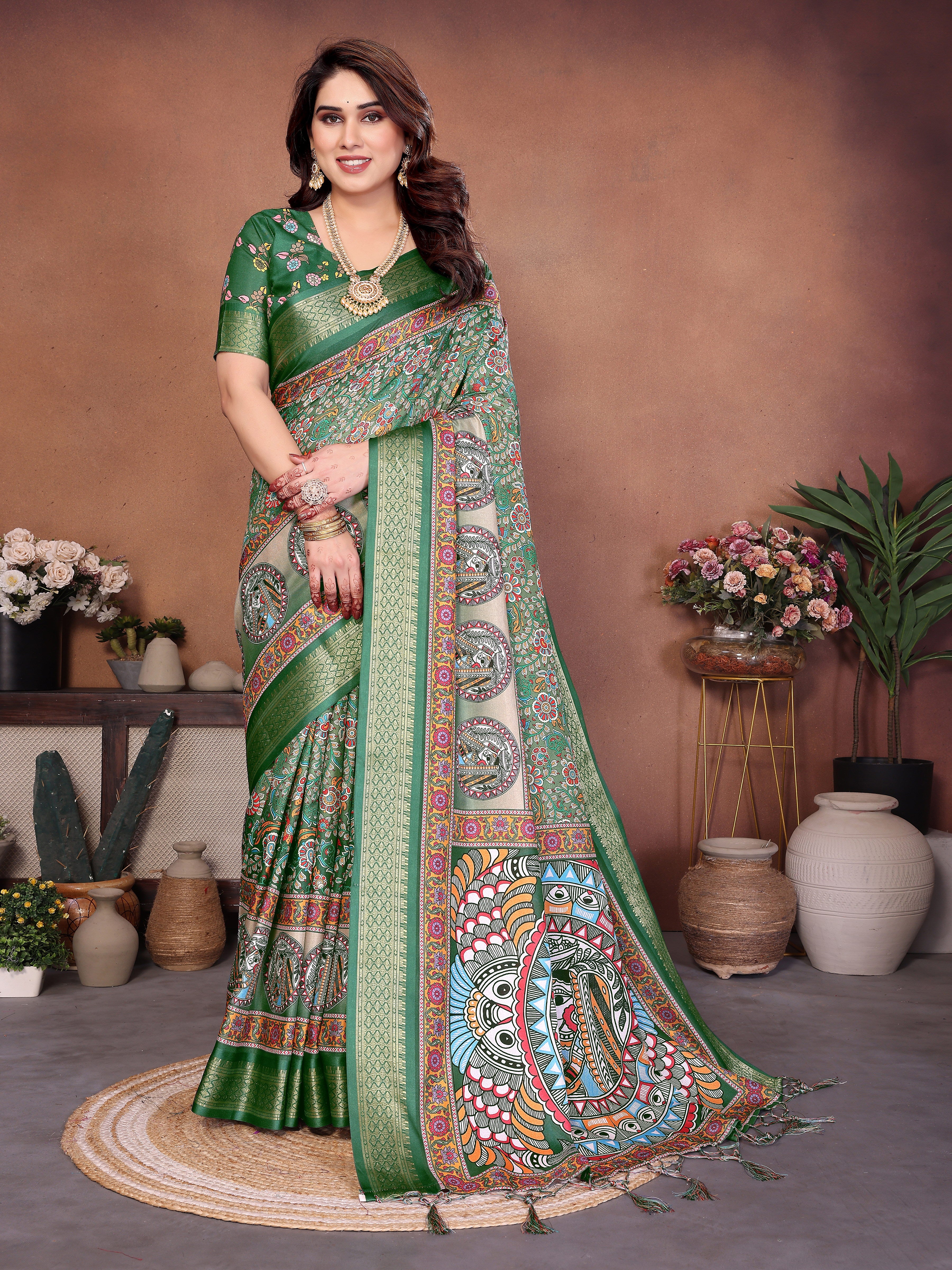 Women Premium Cotton Silk Digital Print Saree