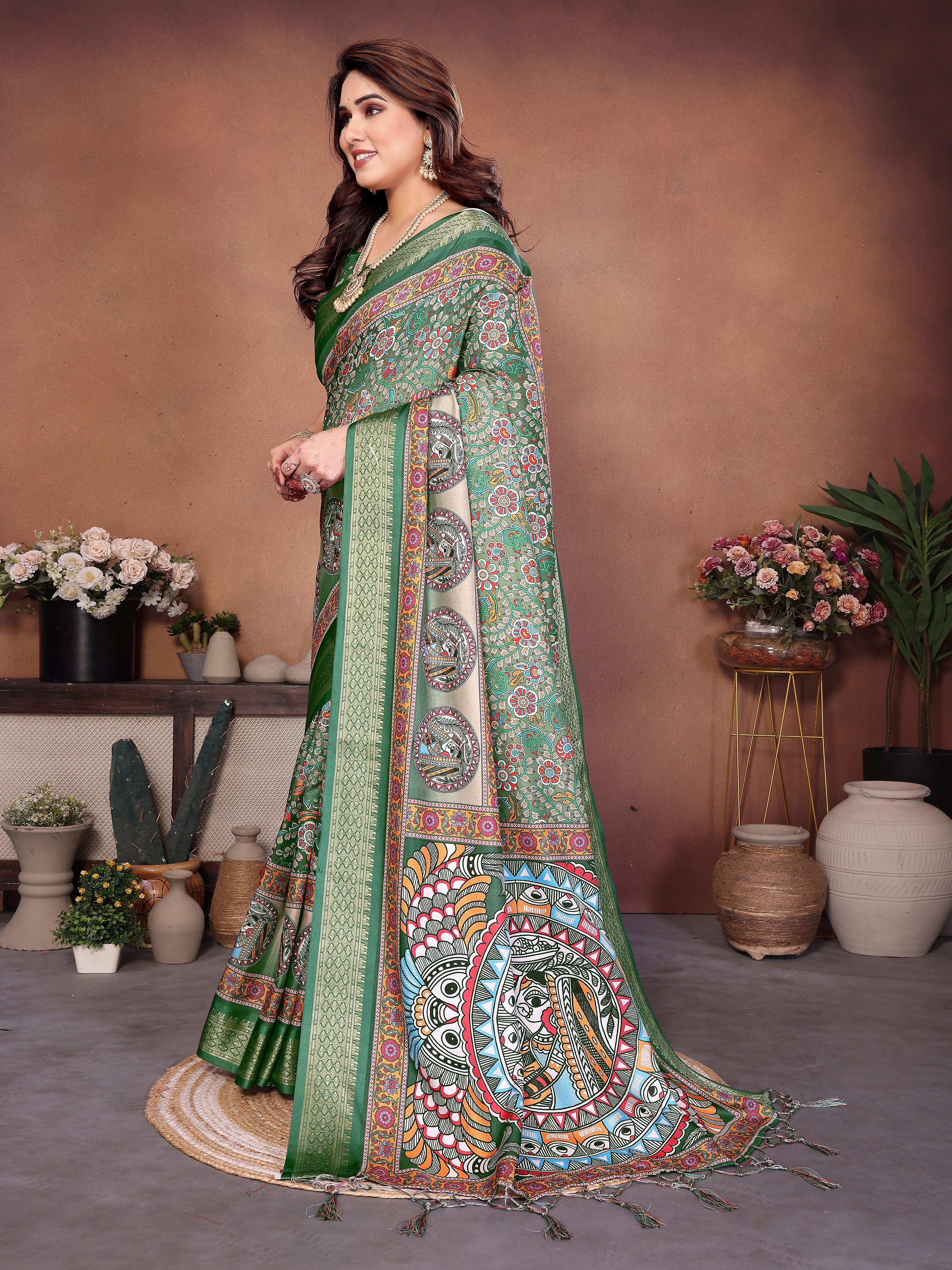 Women Premium Cotton Silk Digital Print Saree