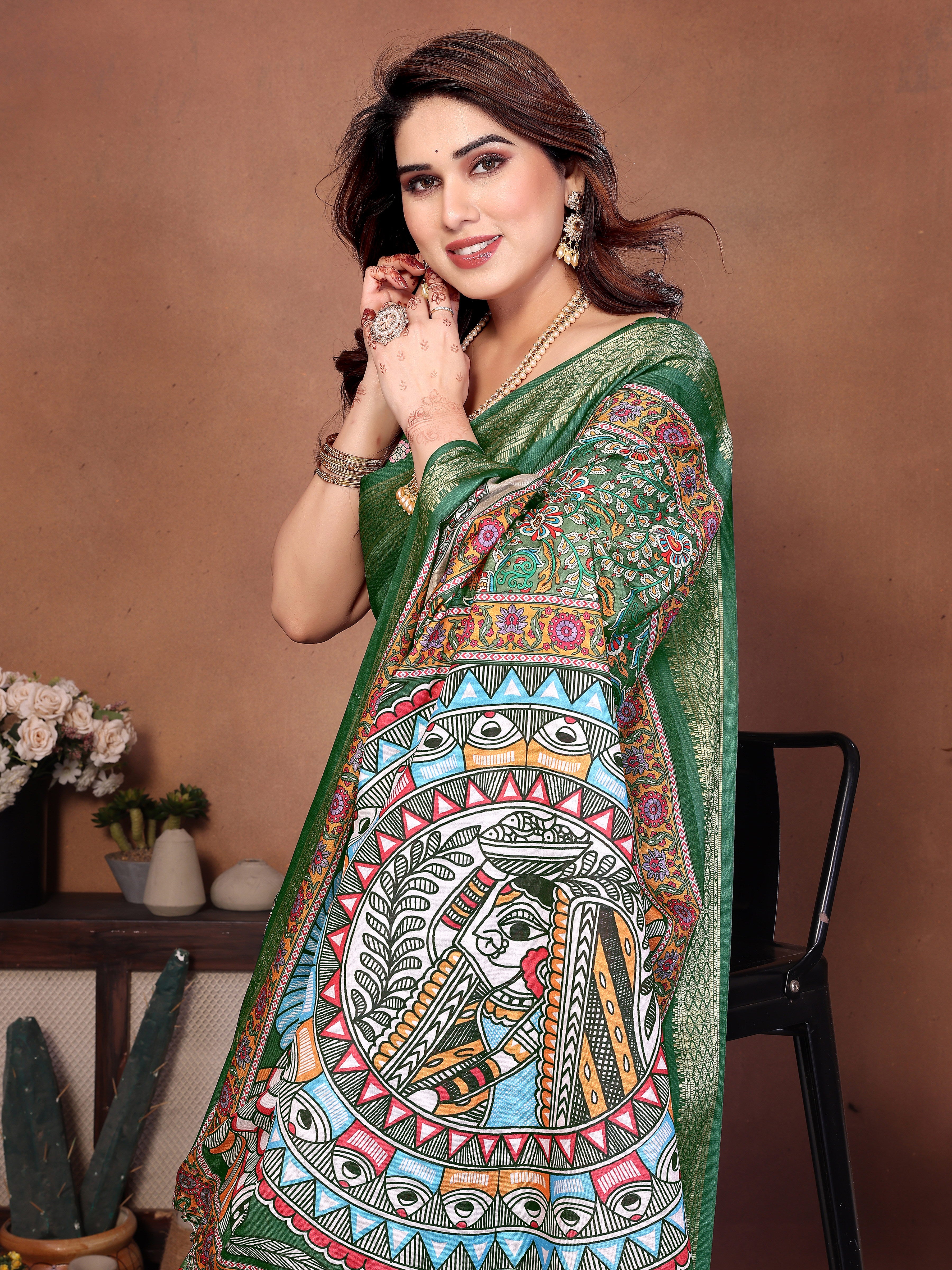 Women Premium Cotton Silk Digital Print Saree