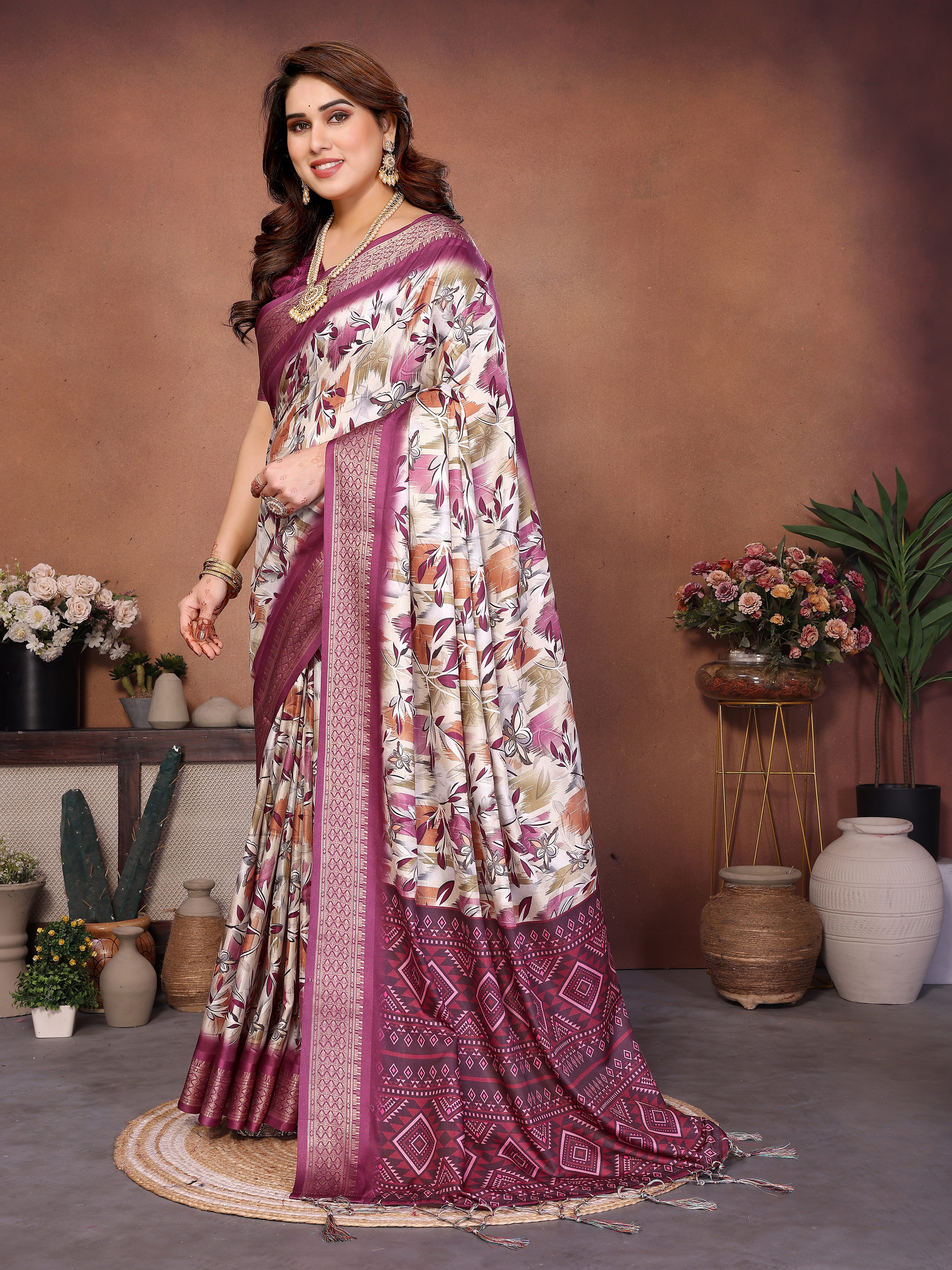 Women Premium Cotton Silk Digital Print Saree