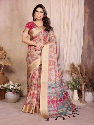 Women Premium Cotton Silk Bandhej Saree