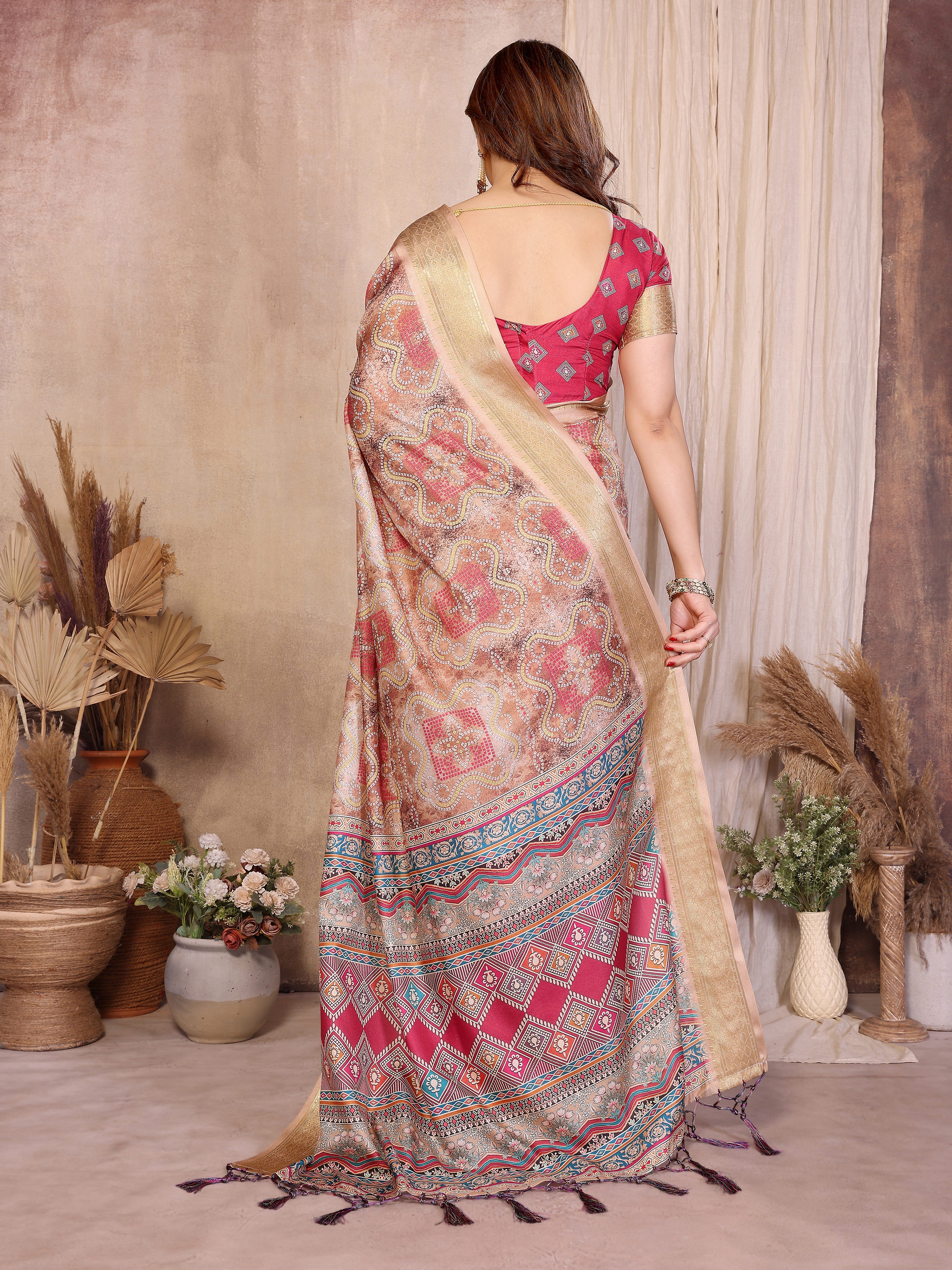 Women Premium Cotton Silk Bandhej Saree