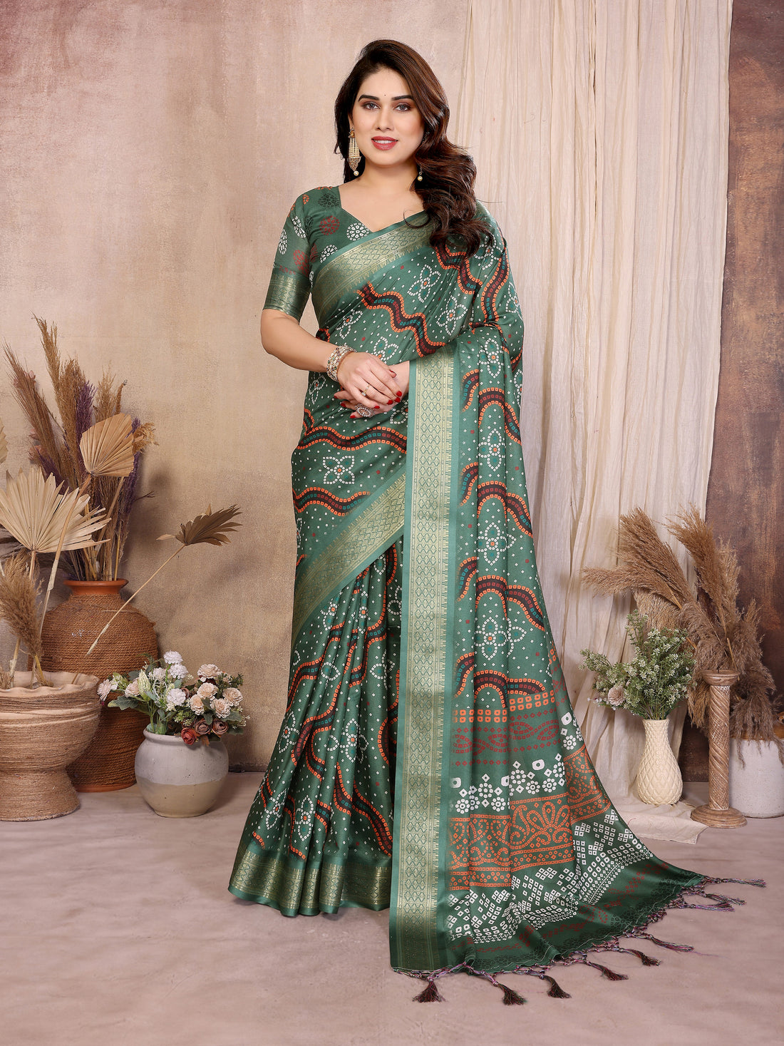 Women Traditional Bandhej Designer Saree