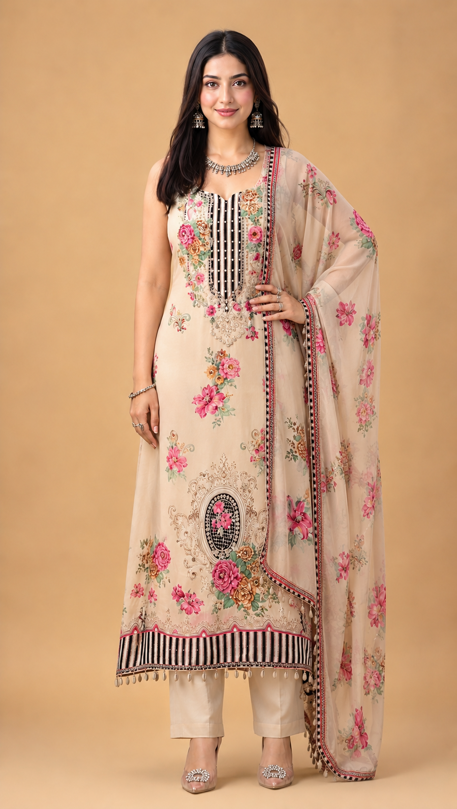 Women Premium Floral Printed Kurta Pant Set with Dupatta