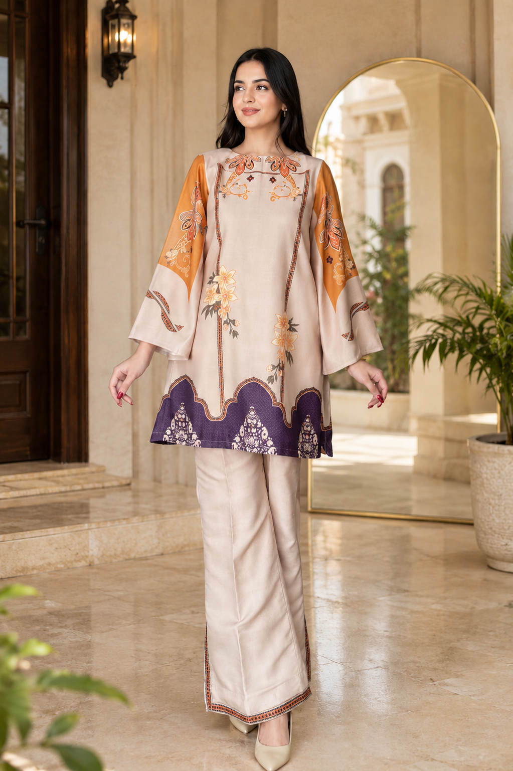 Women Designer Printed Co-Ord Set with Straight Pants