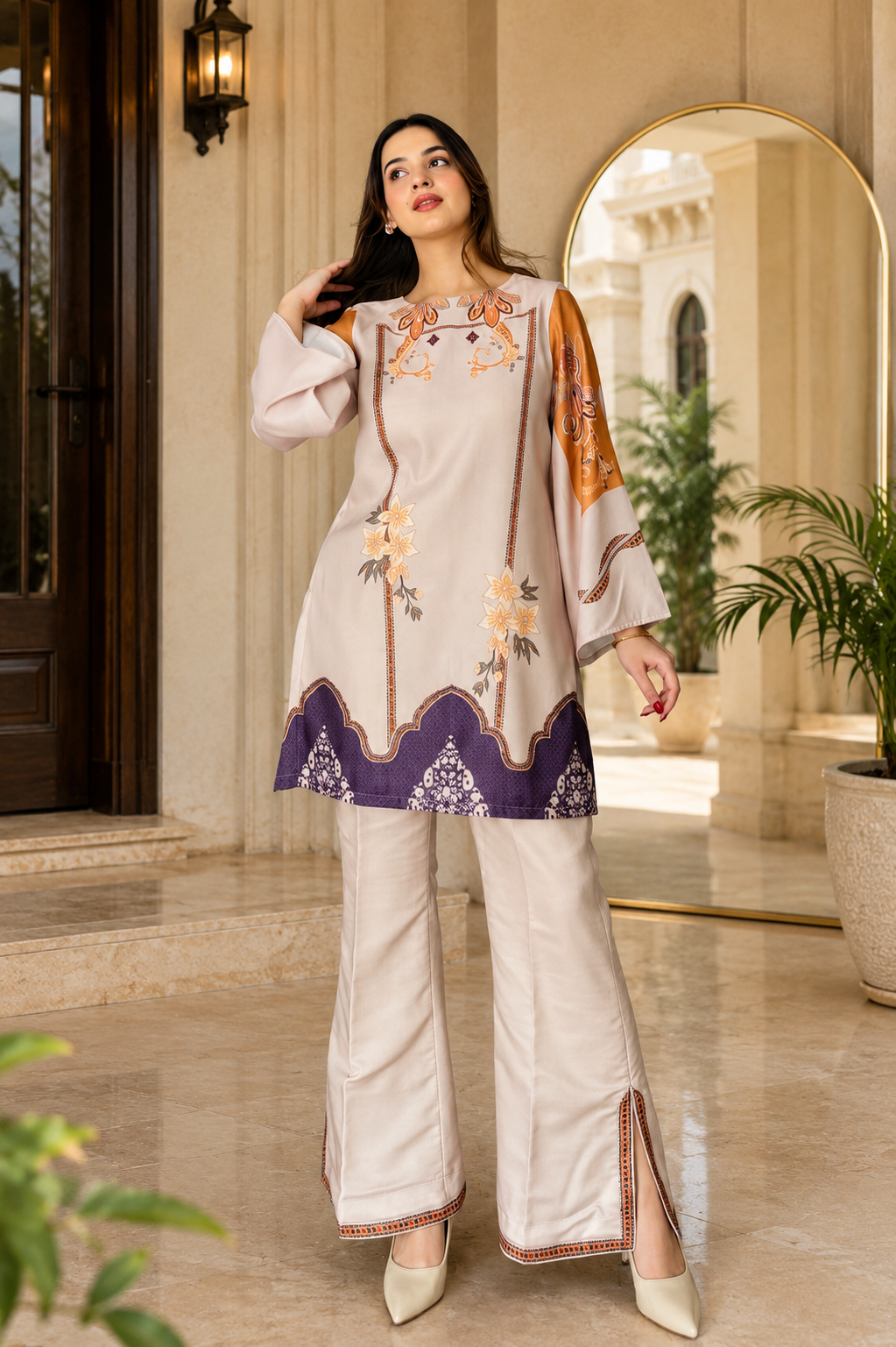 Women Designer Printed Co-Ord Set with Straight Pants