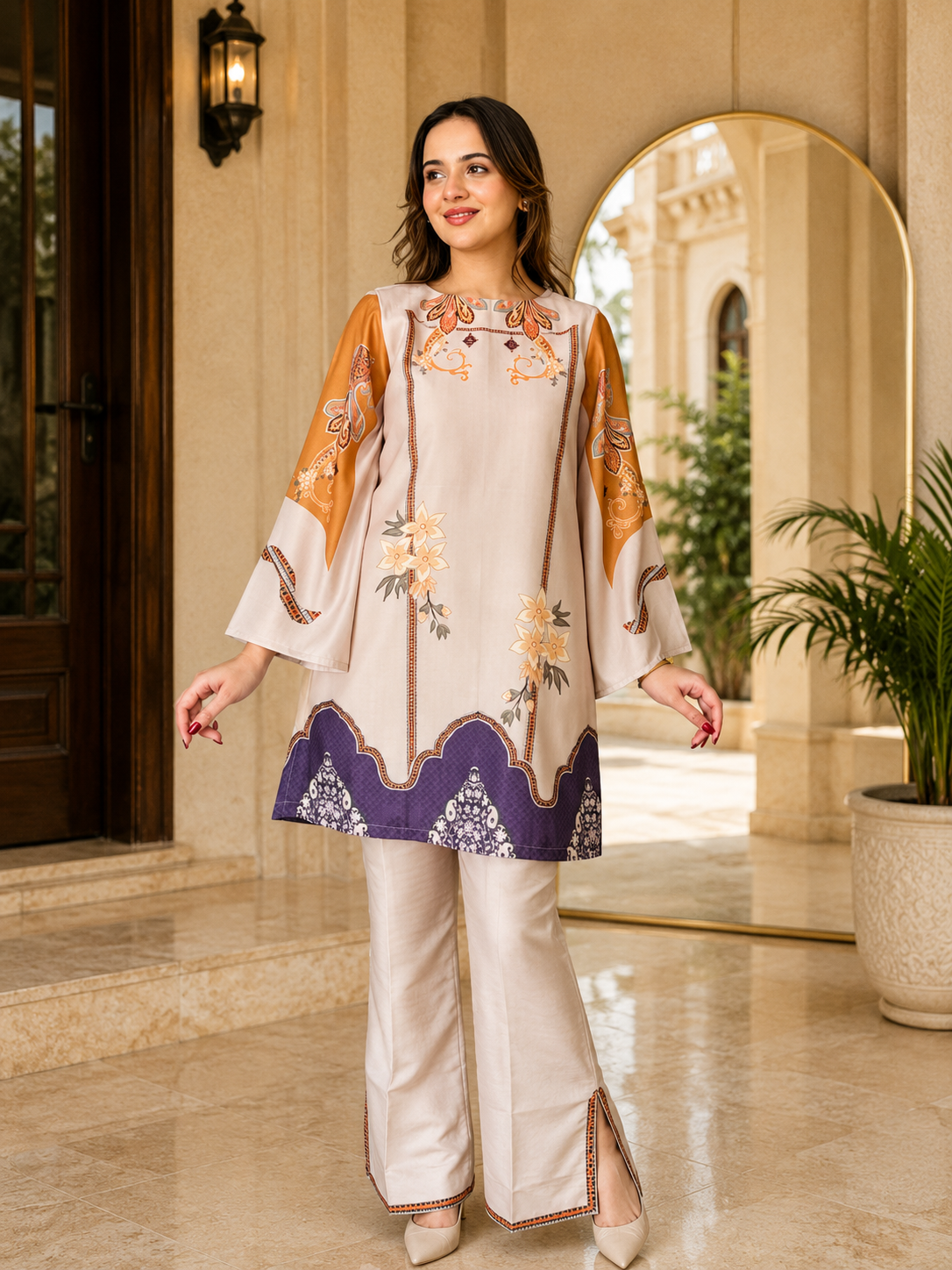 Women Designer Printed Co-Ord Set with Straight Pants