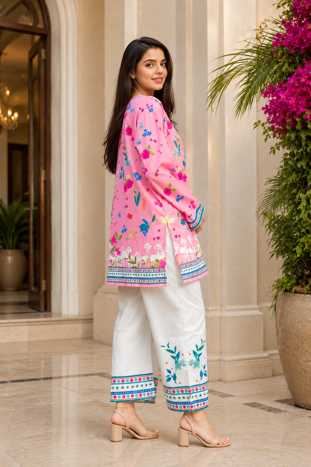 Women Premium Floral Printed Co-Ord Set with Straight Pants