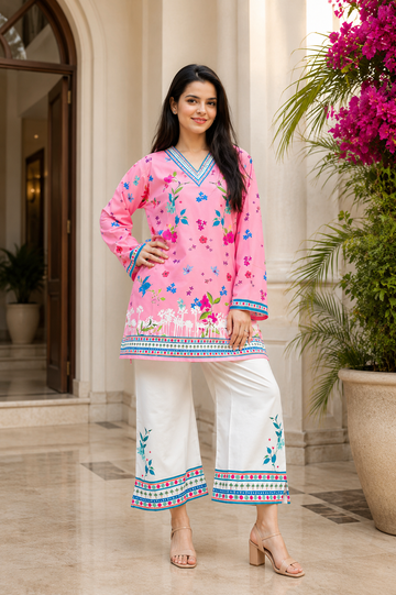 Women Premium Floral Printed Co-Ord Set with Straight Pants