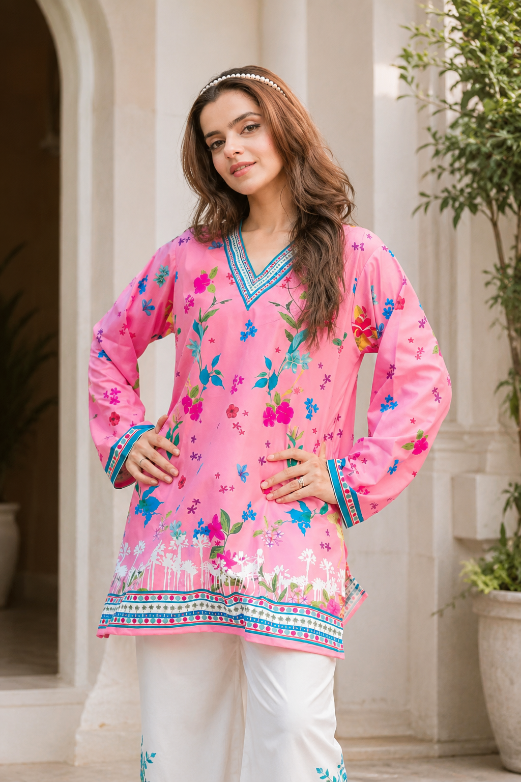 Women Premium Floral Printed Co-Ord Set with Straight Pants