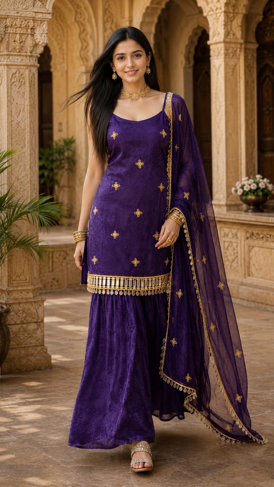 Women Traditional Embroidered Sharara Set
