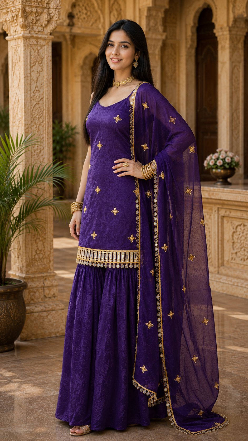 Women Traditional Embroidered Sharara Set
