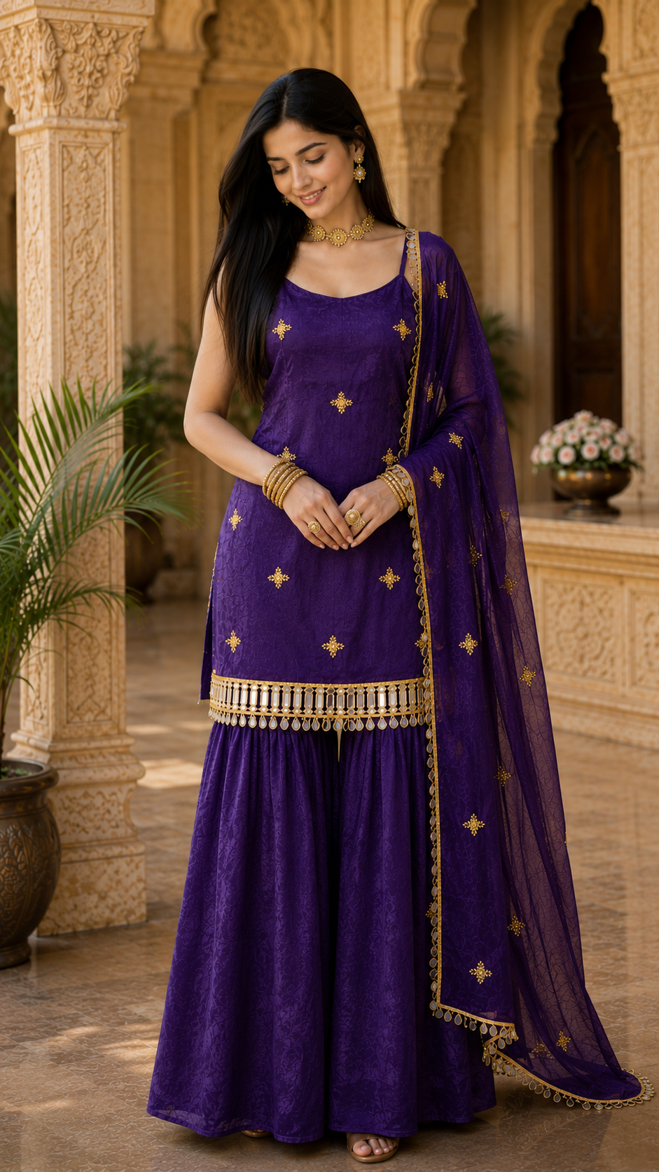 Women Traditional Embroidered Sharara Set