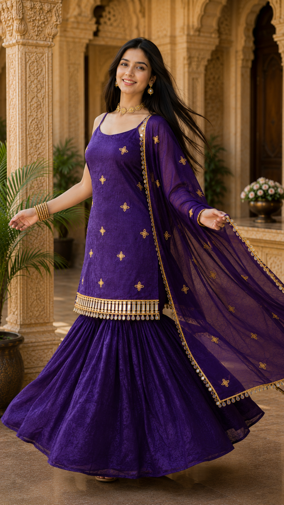 Women Traditional Embroidered Sharara Set