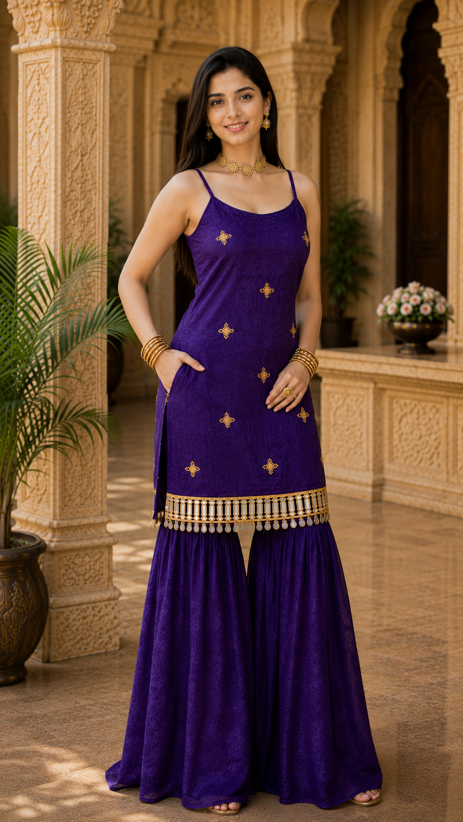 Women Traditional Embroidered Sharara Set