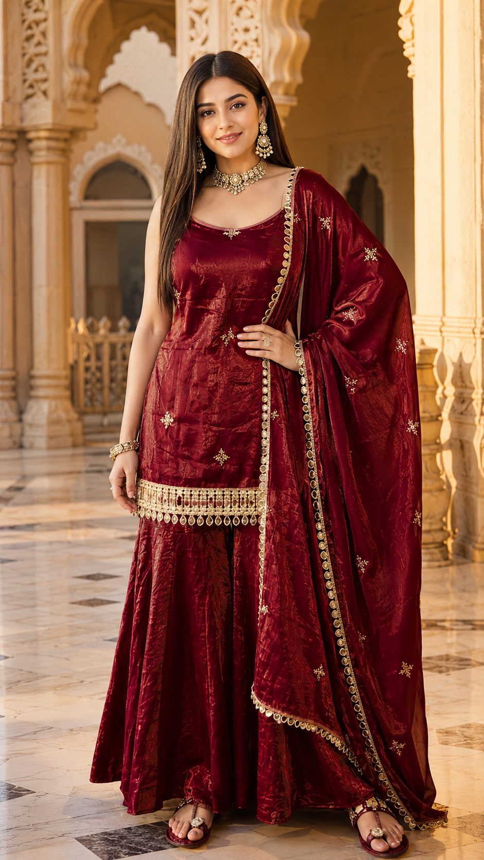 Women Traditional Embroidered Sharara Set