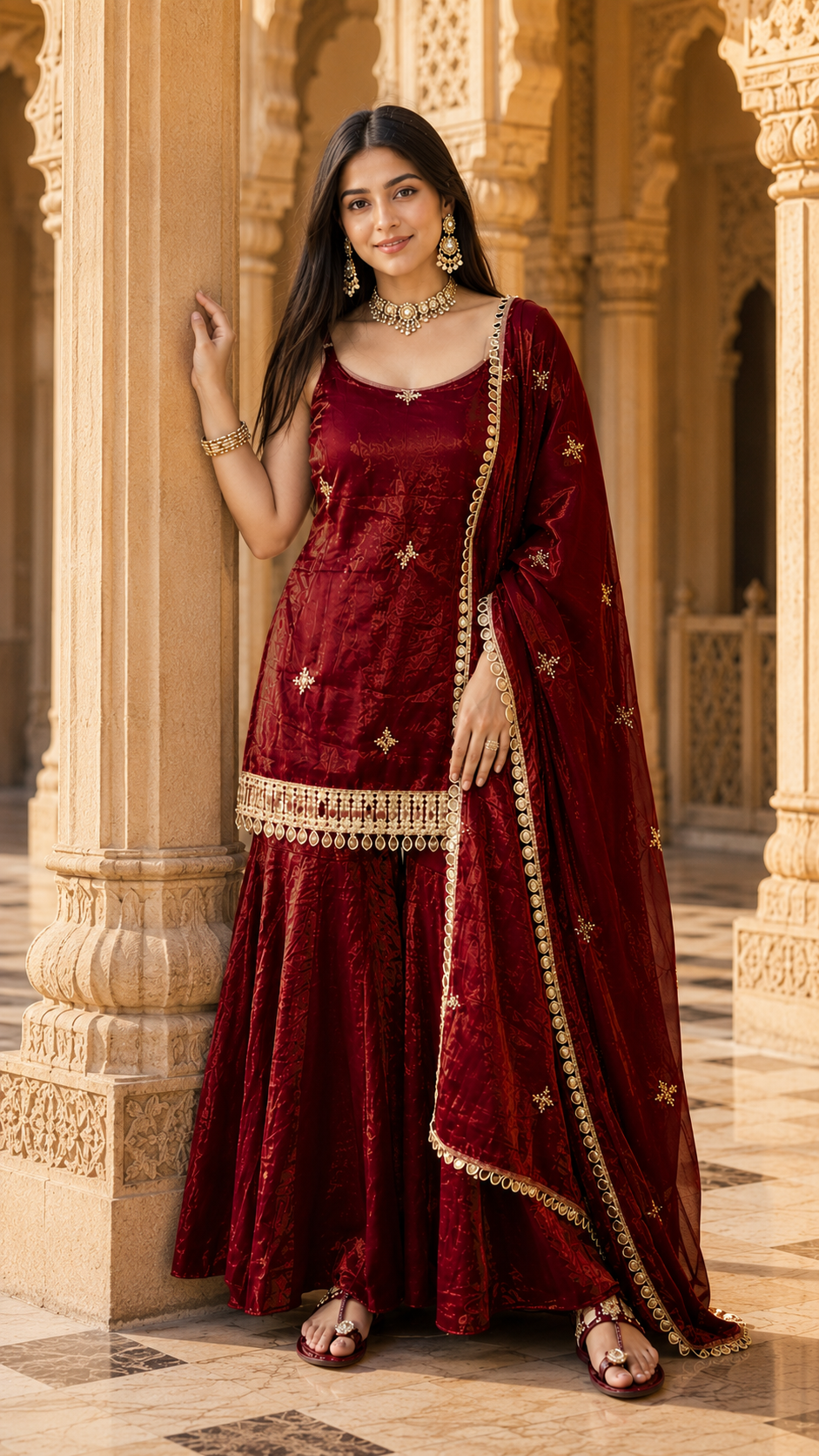 Women Traditional Embroidered Sharara Set