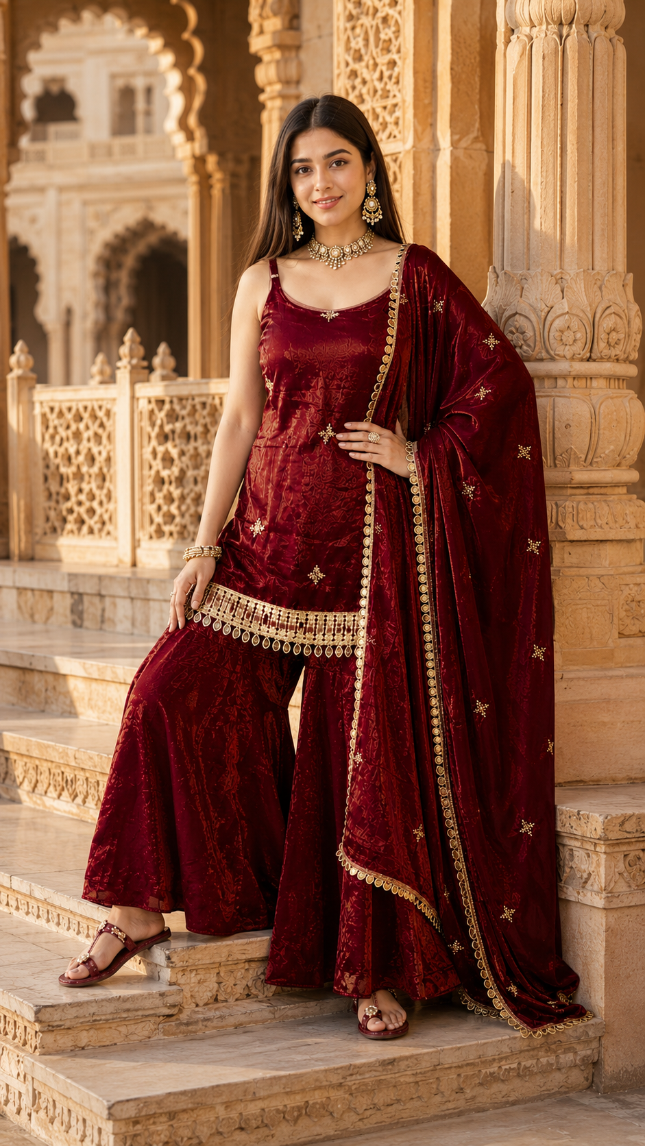 Women Traditional Embroidered Sharara Set
