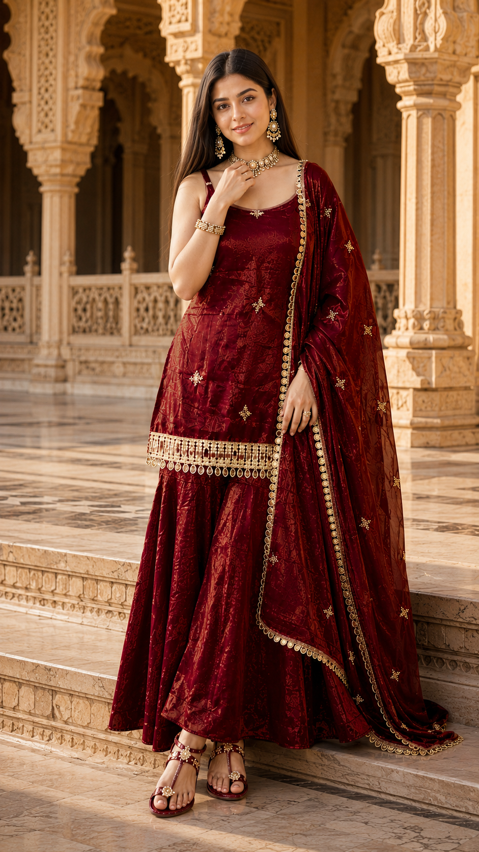 Women Traditional Embroidered Sharara Set
