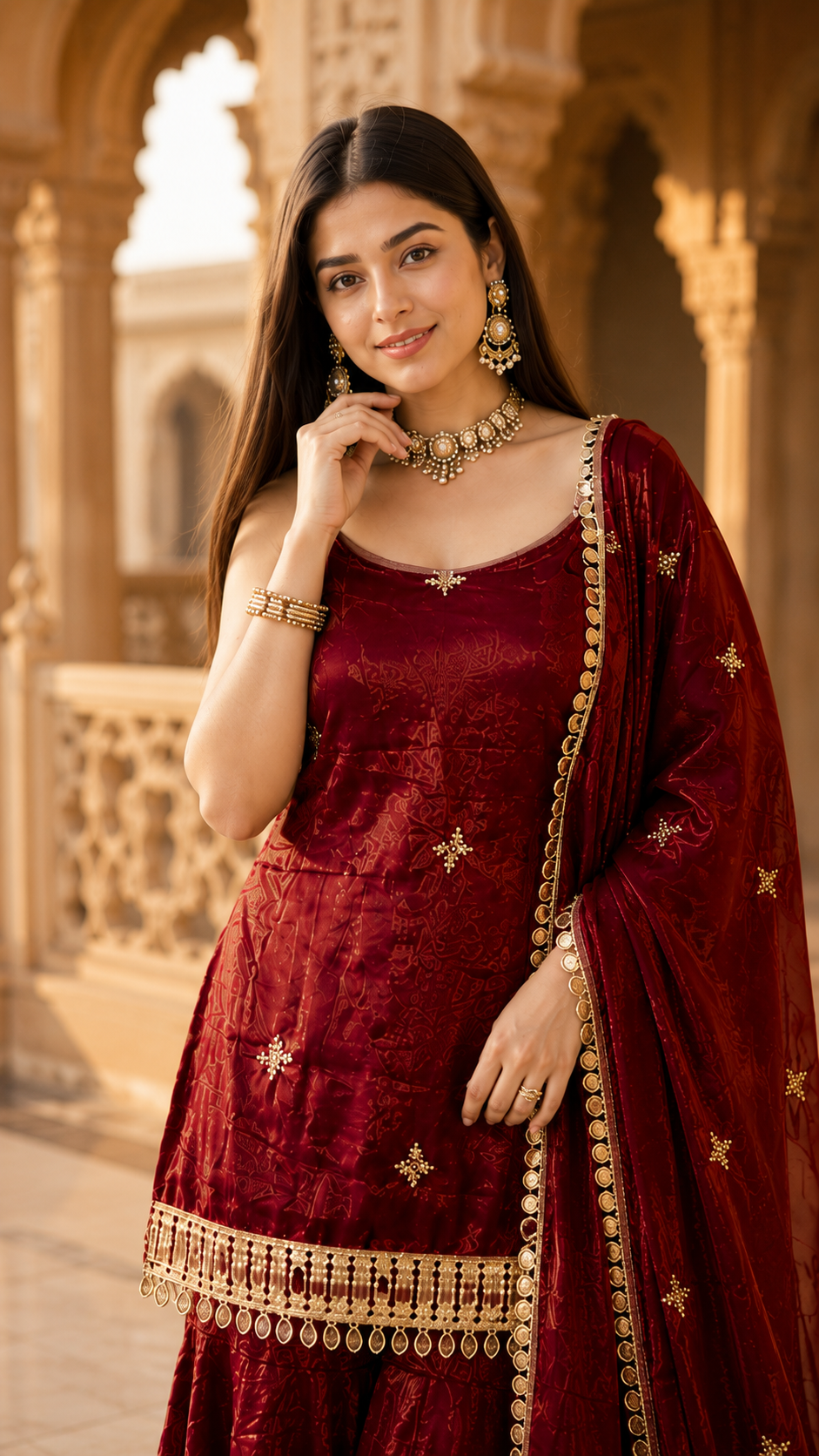 Women Traditional Embroidered Sharara Set