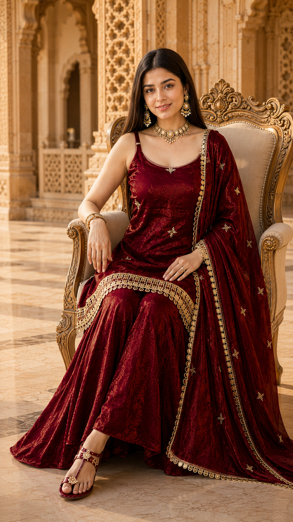 Women Traditional Embroidered Sharara Set
