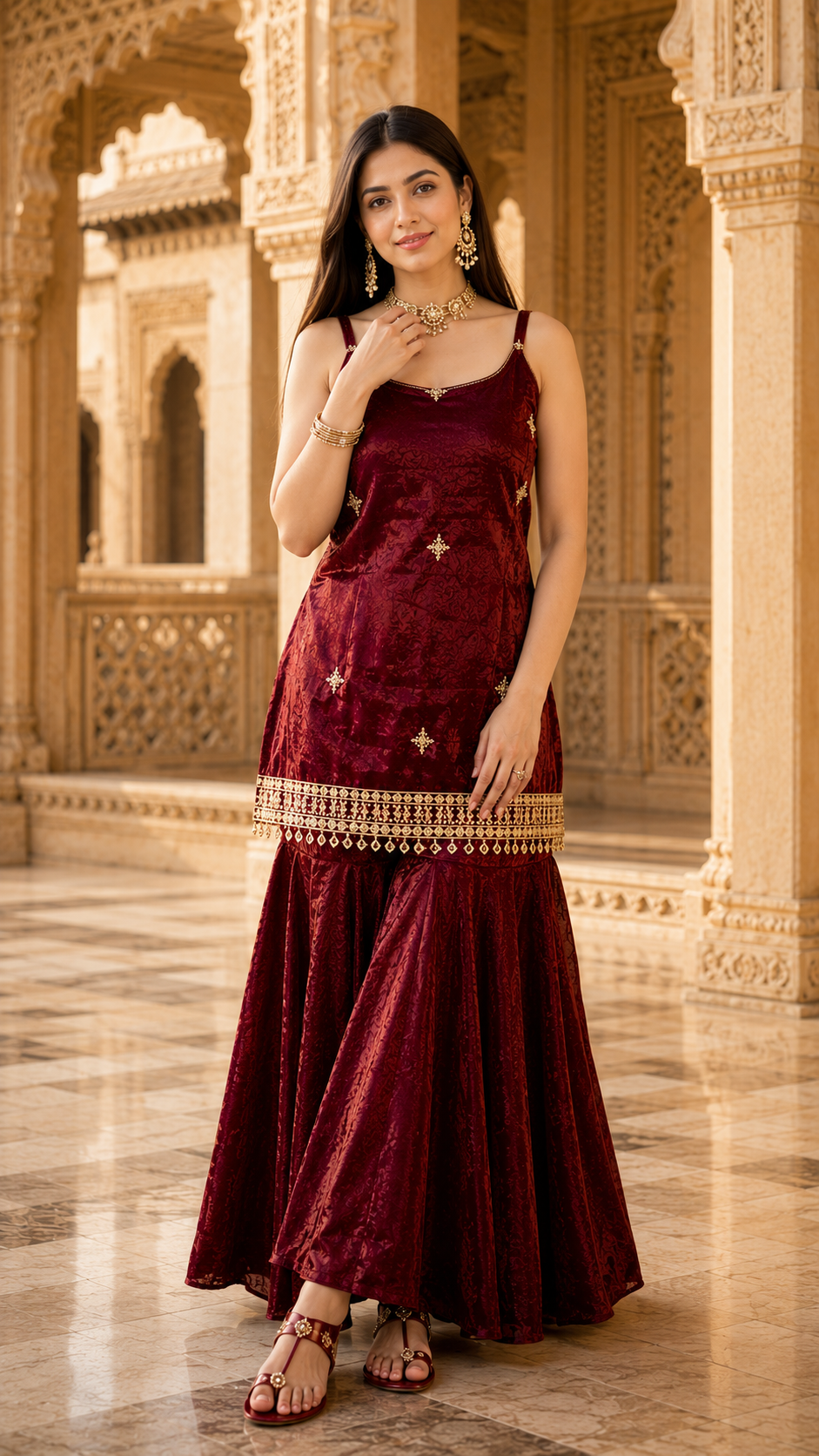 Women Traditional Embroidered Sharara Set
