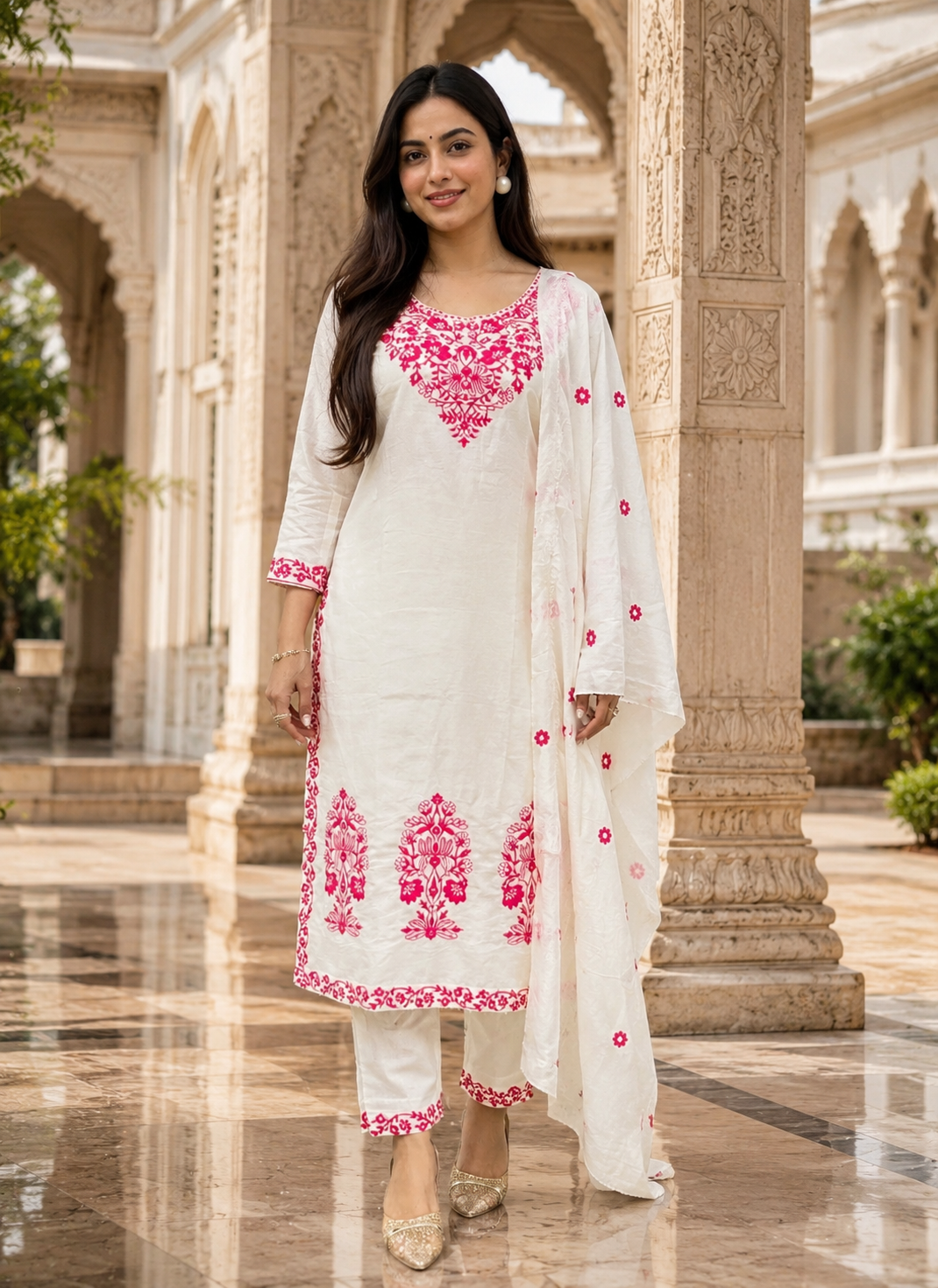 Women Premium Embroidered Kurta Pant Set with Dupatta