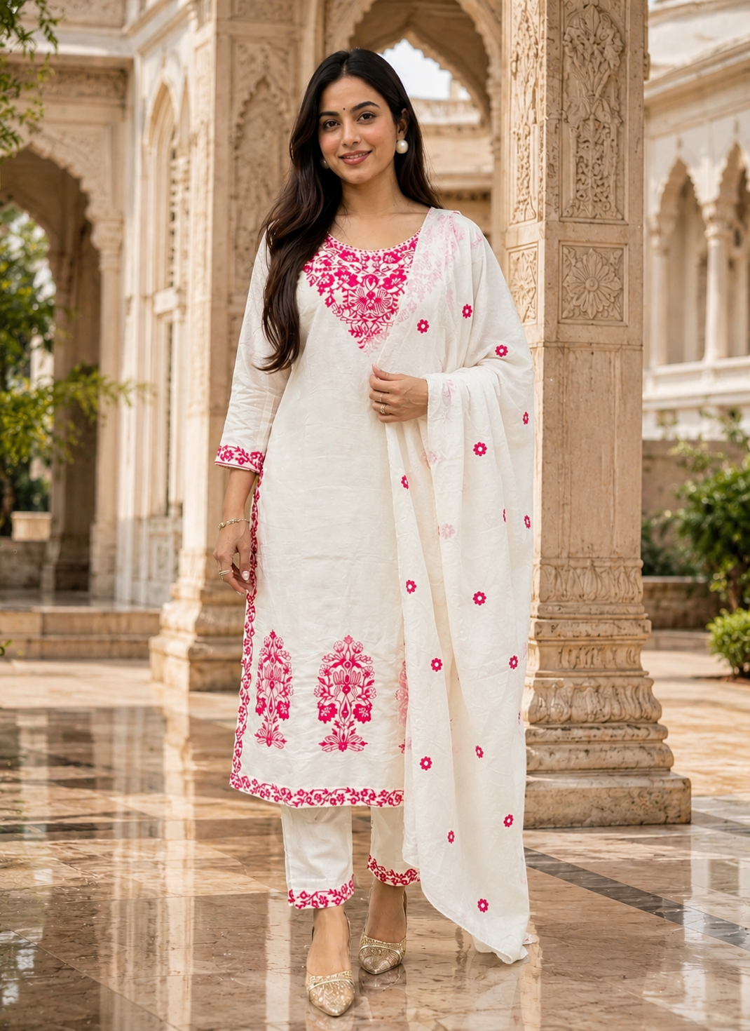 Women Premium Embroidered Kurta Pant Set with Dupatta