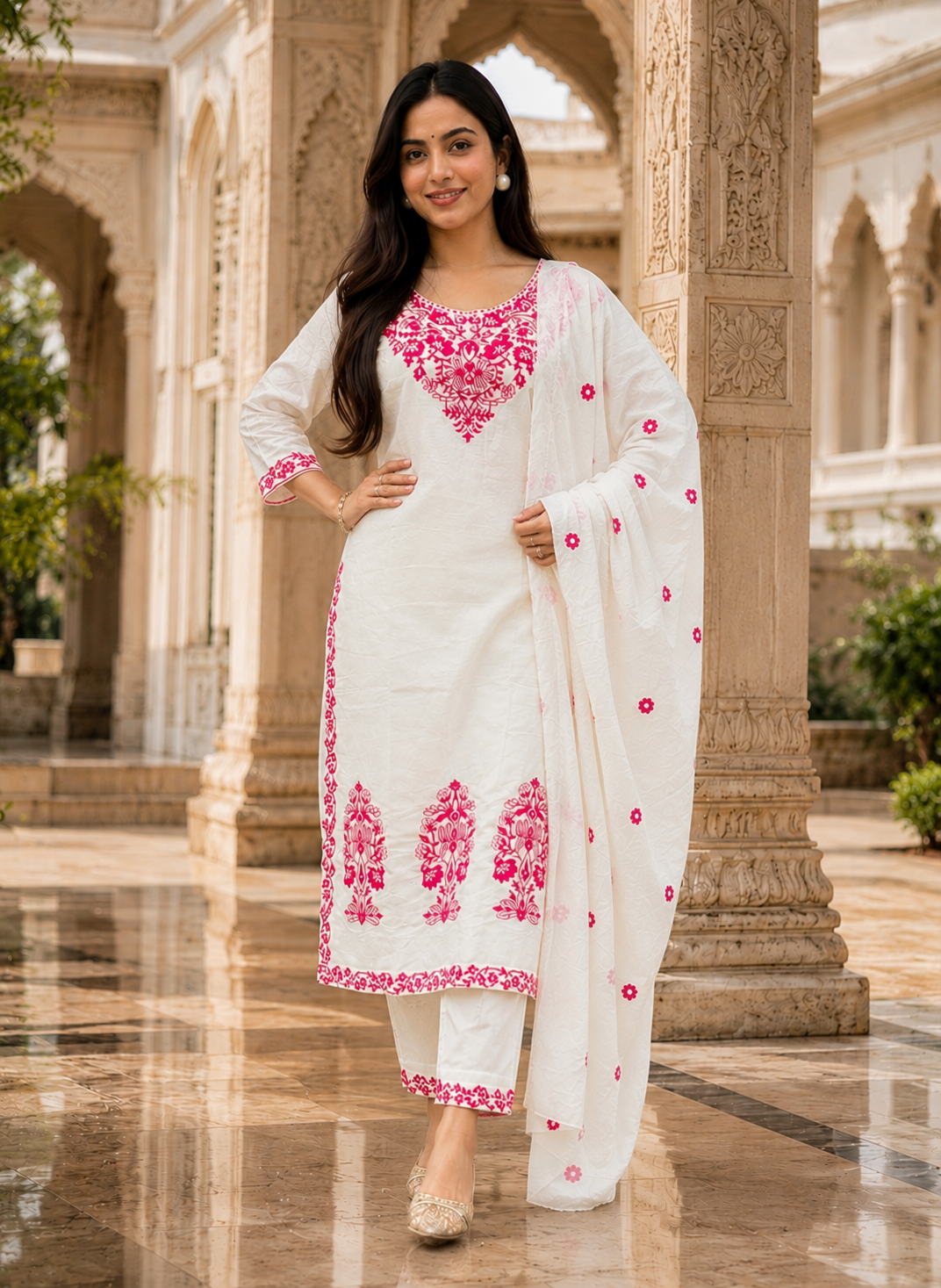 Women Premium Embroidered Kurta Pant Set with Dupatta