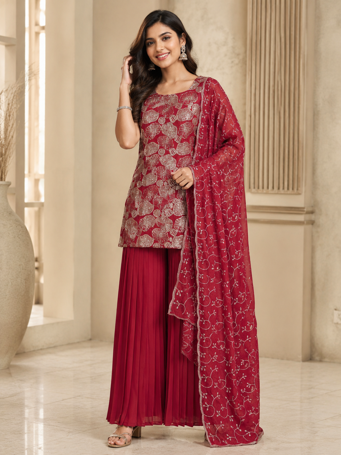 Women Premium Printed Kurta Sharara Set with Dupatta